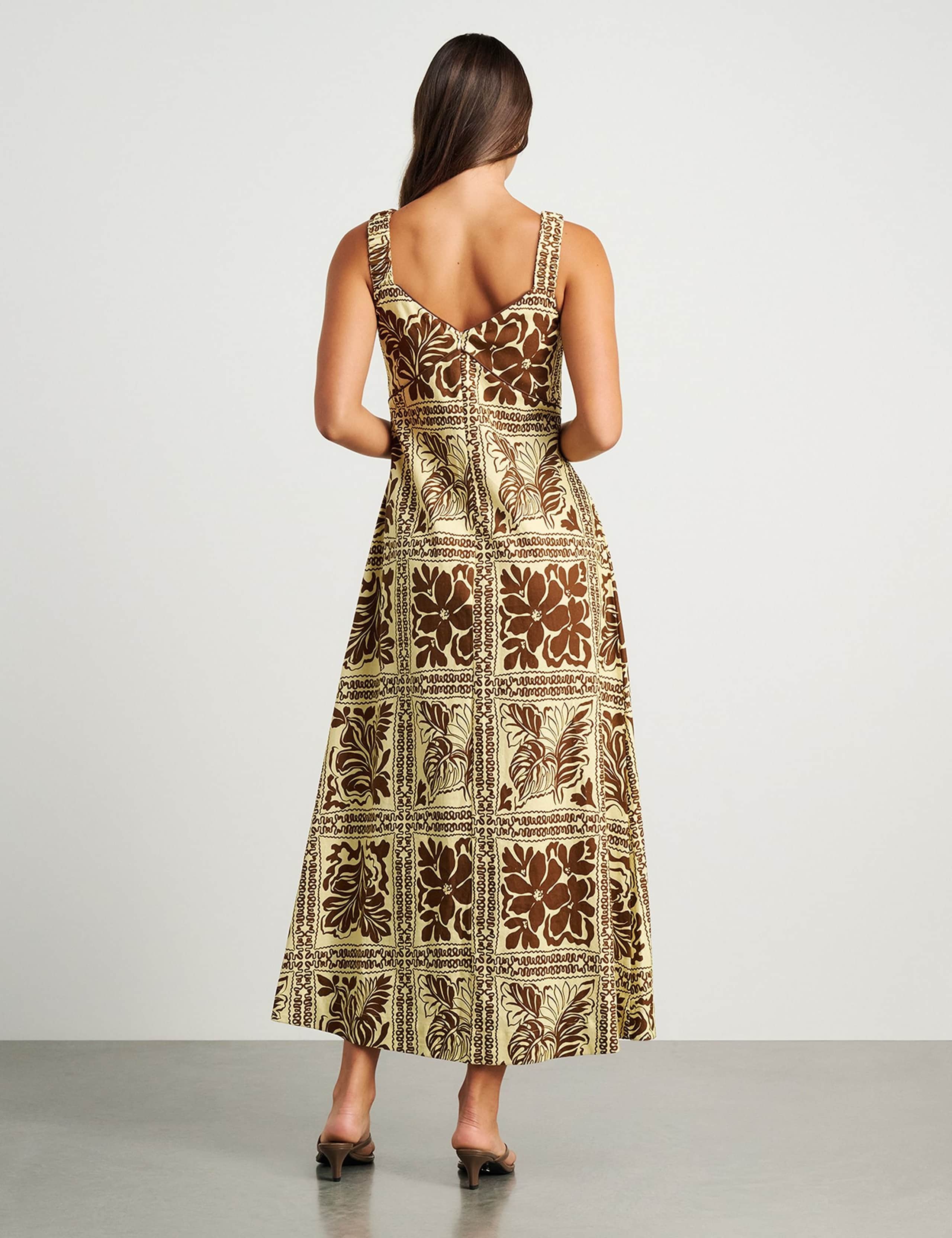 Pure Linen Printed Midaxi Dress 4 of 6