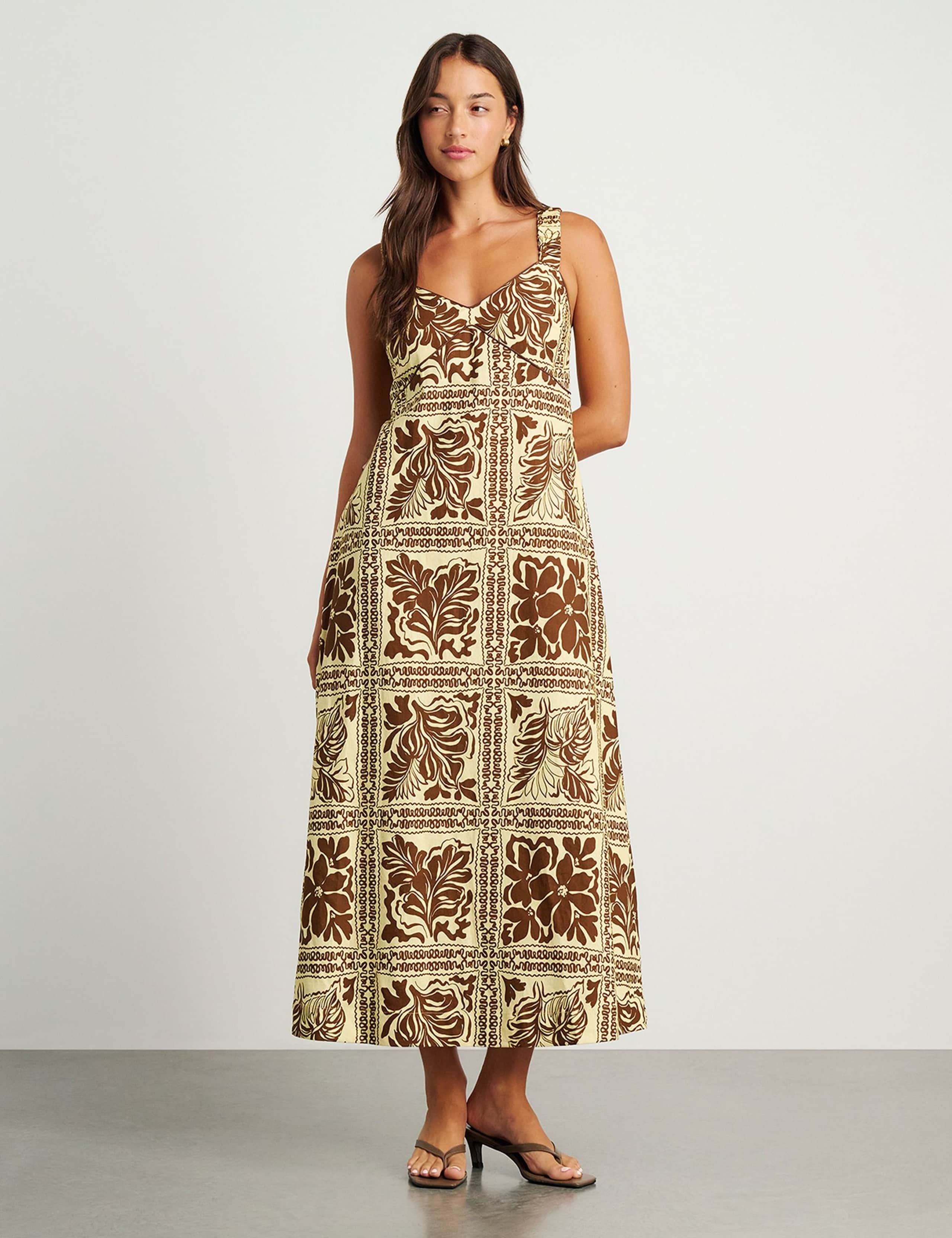 Pure Linen Printed Midaxi Dress 5 of 6