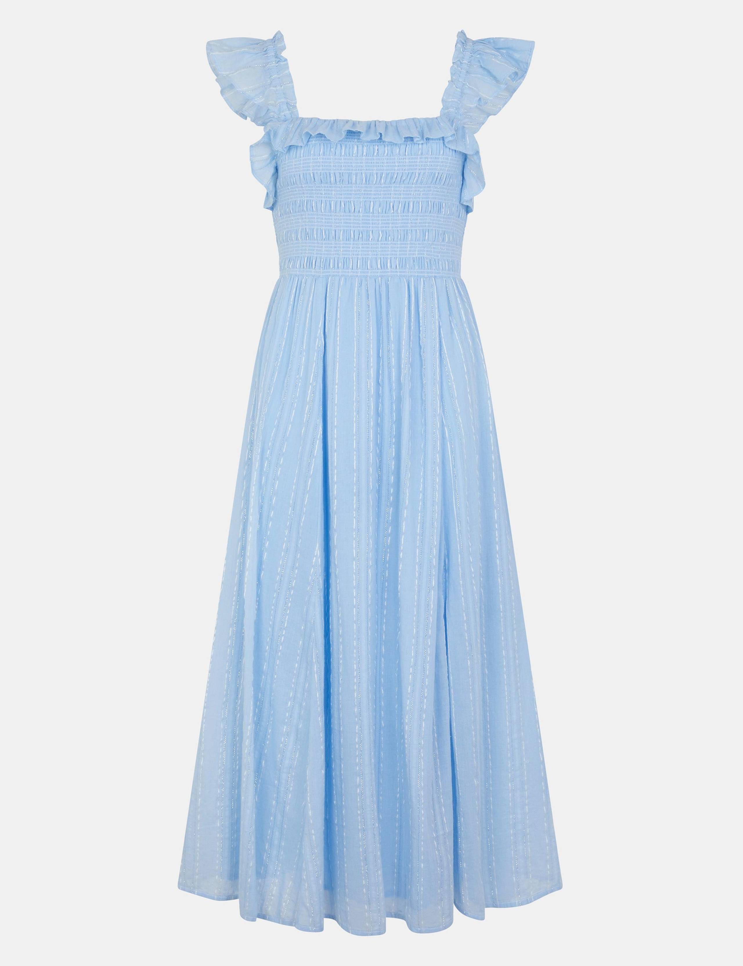 Cotton Rich Square Neck Midi Shirred Dress 2 of 4