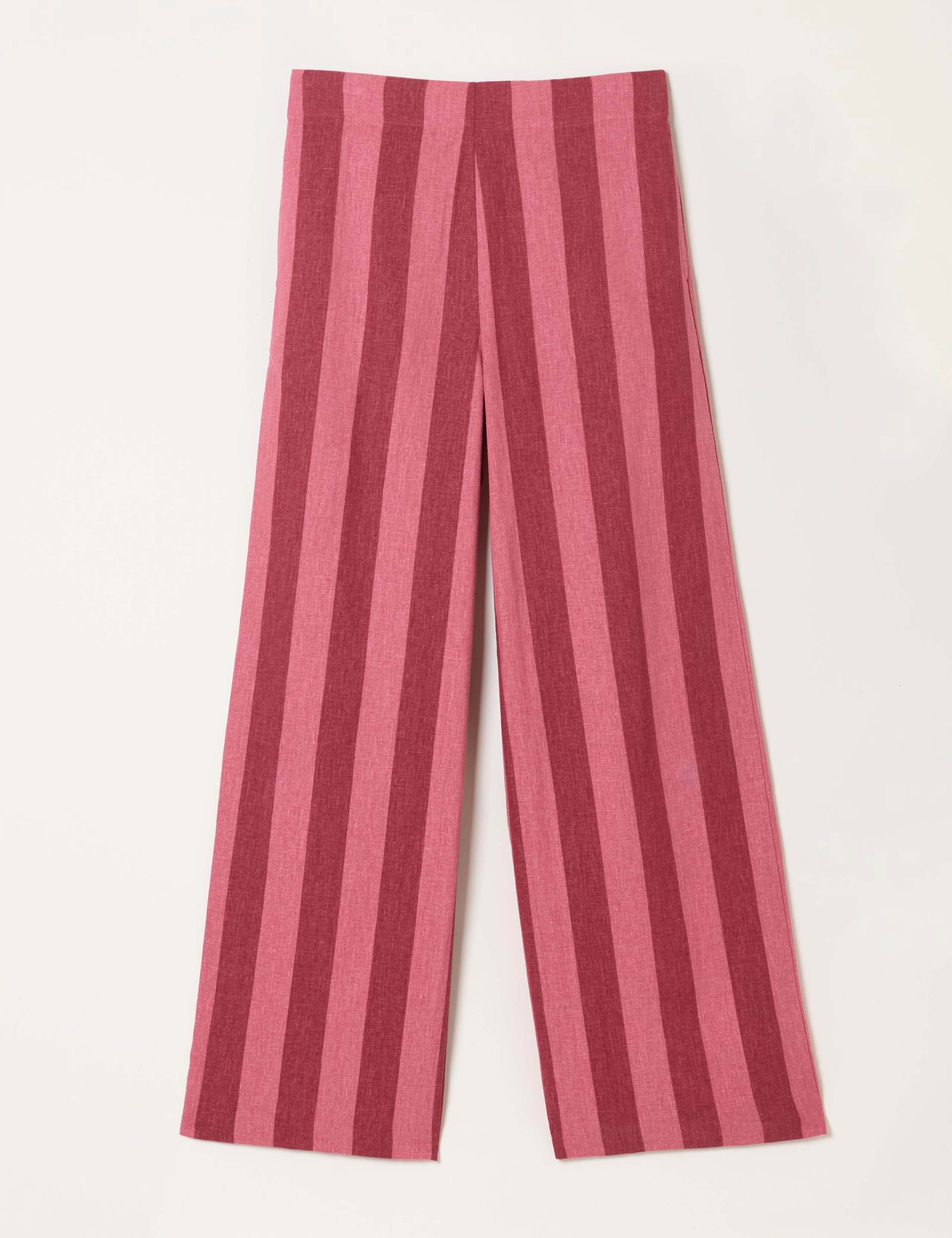 Linen Rich Striped Wide Leg Trousers 2 of 6