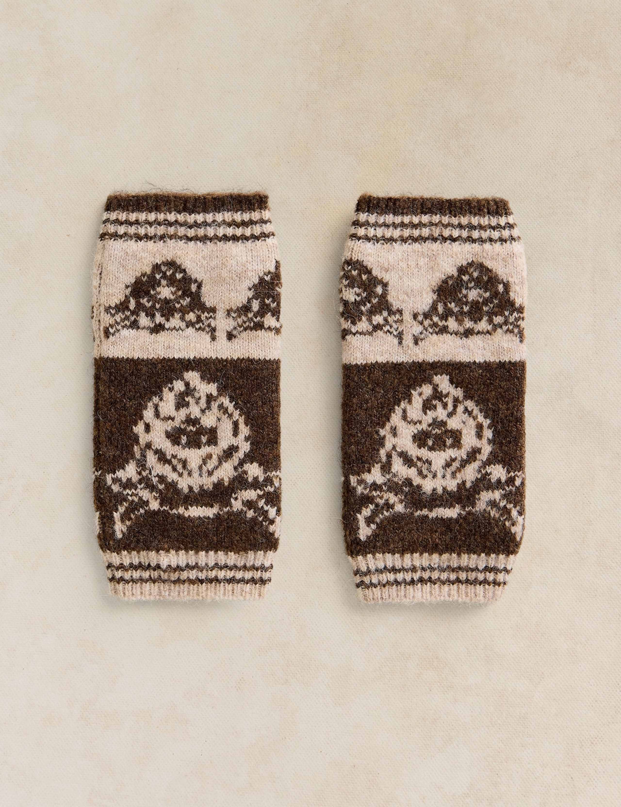 Cow Print Jacquard Fingerless Gloves 2 of 3