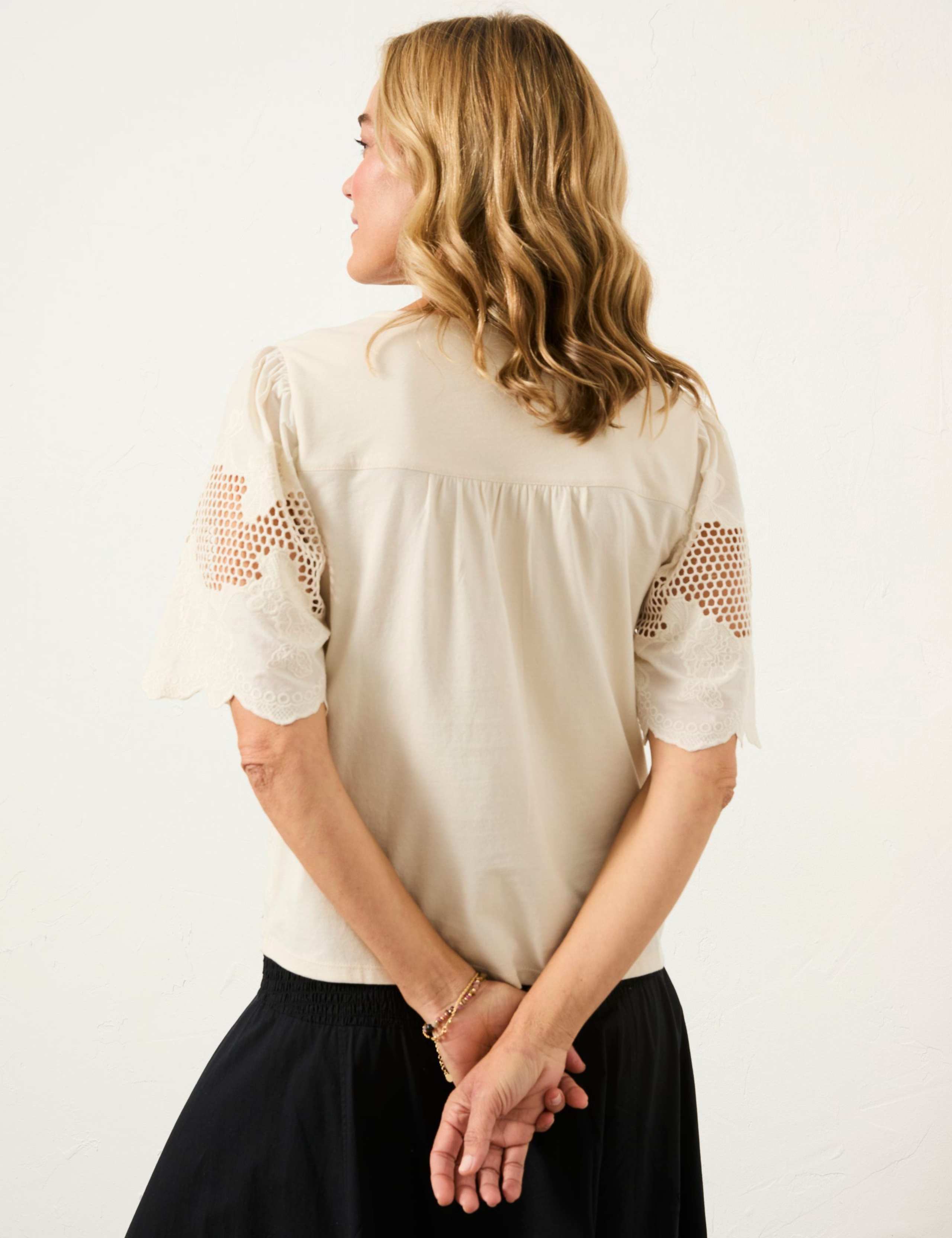 Pure Cotton Broderie Embroidered V-Neck Blouse 5 of 5