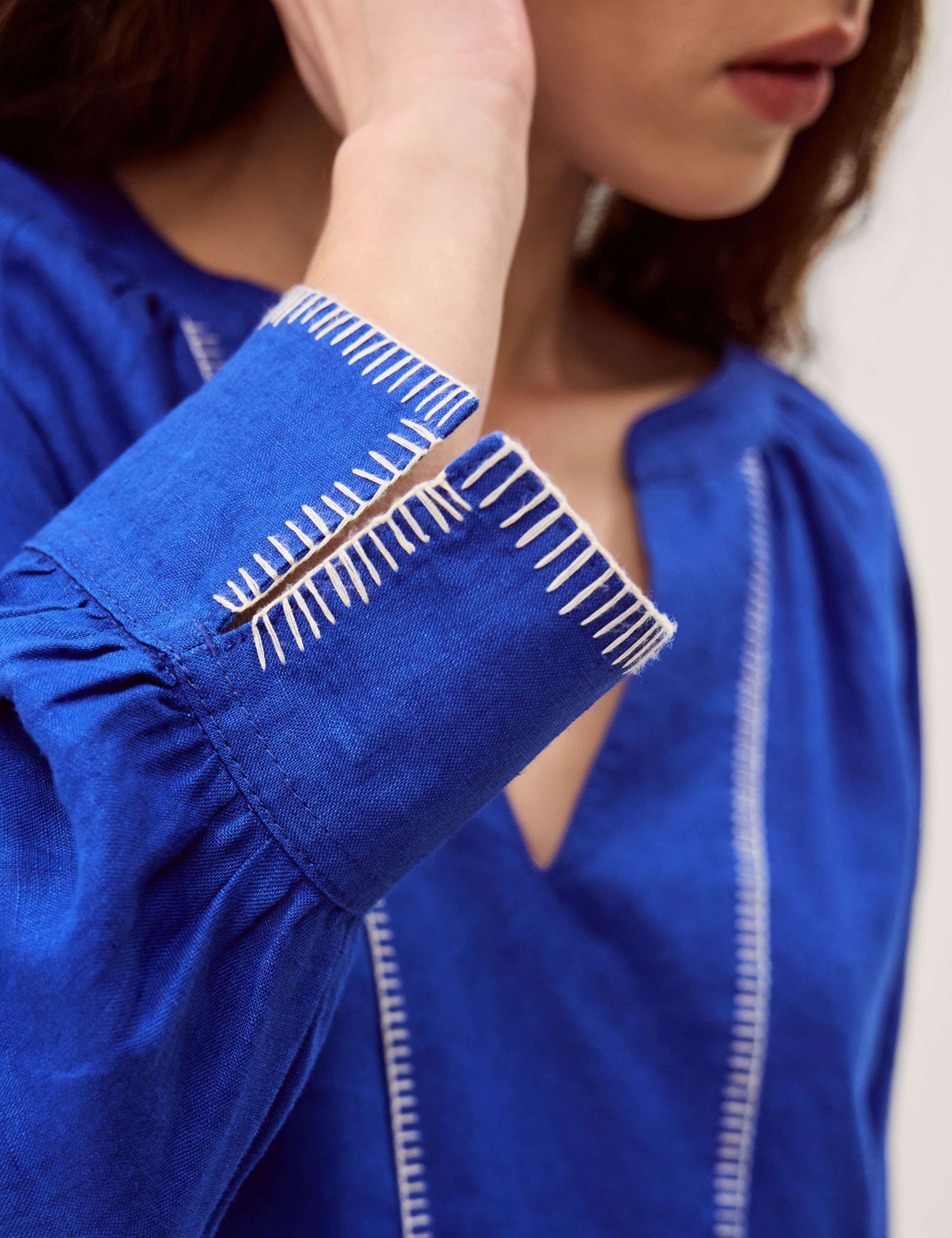 Pure Linen V-Neck Blouse 5 of 5