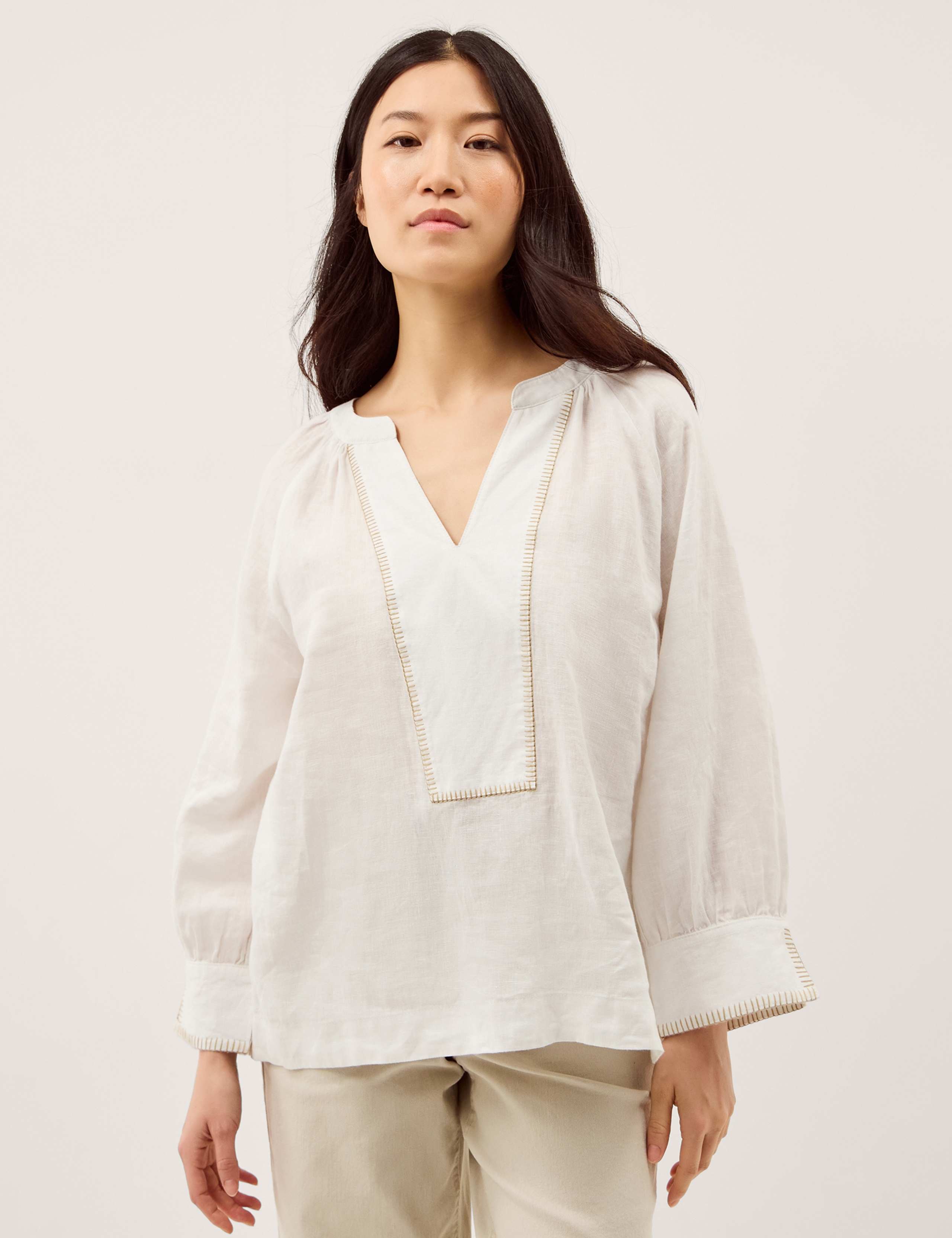 Pure Linen V-Neck Blouse 1 of 5