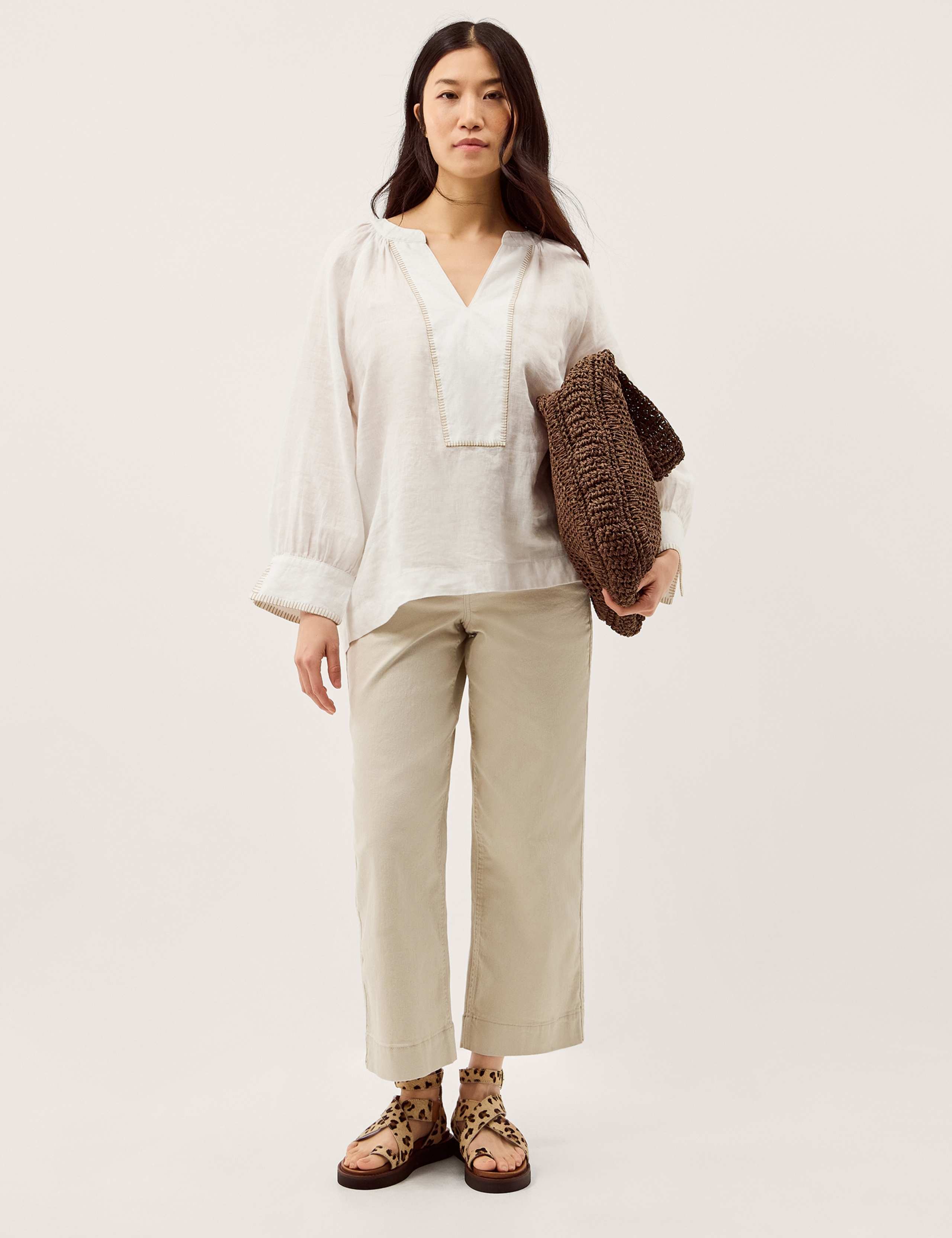 Pure Linen V-Neck Blouse 5 of 5
