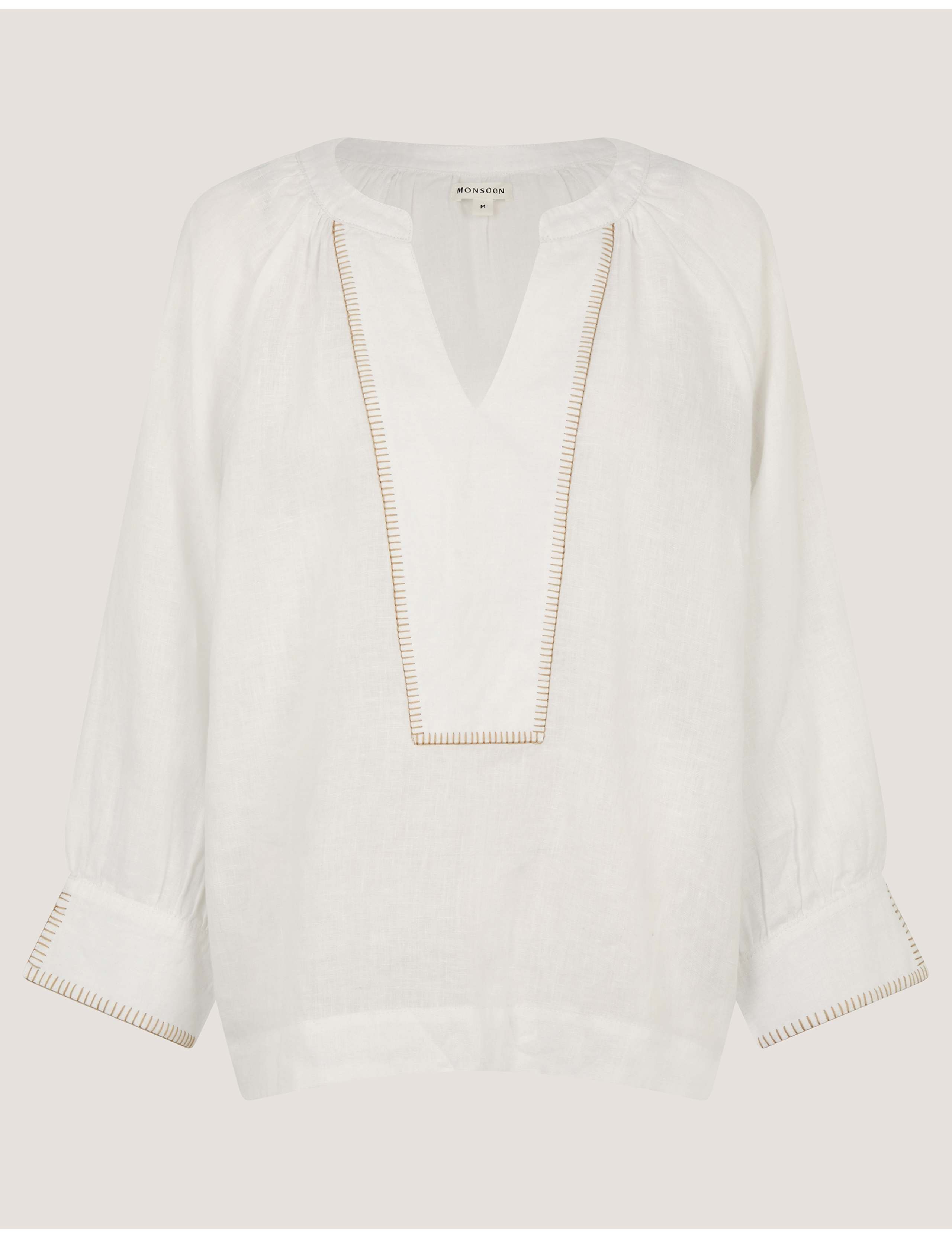 Pure Linen V-Neck Blouse 2 of 5