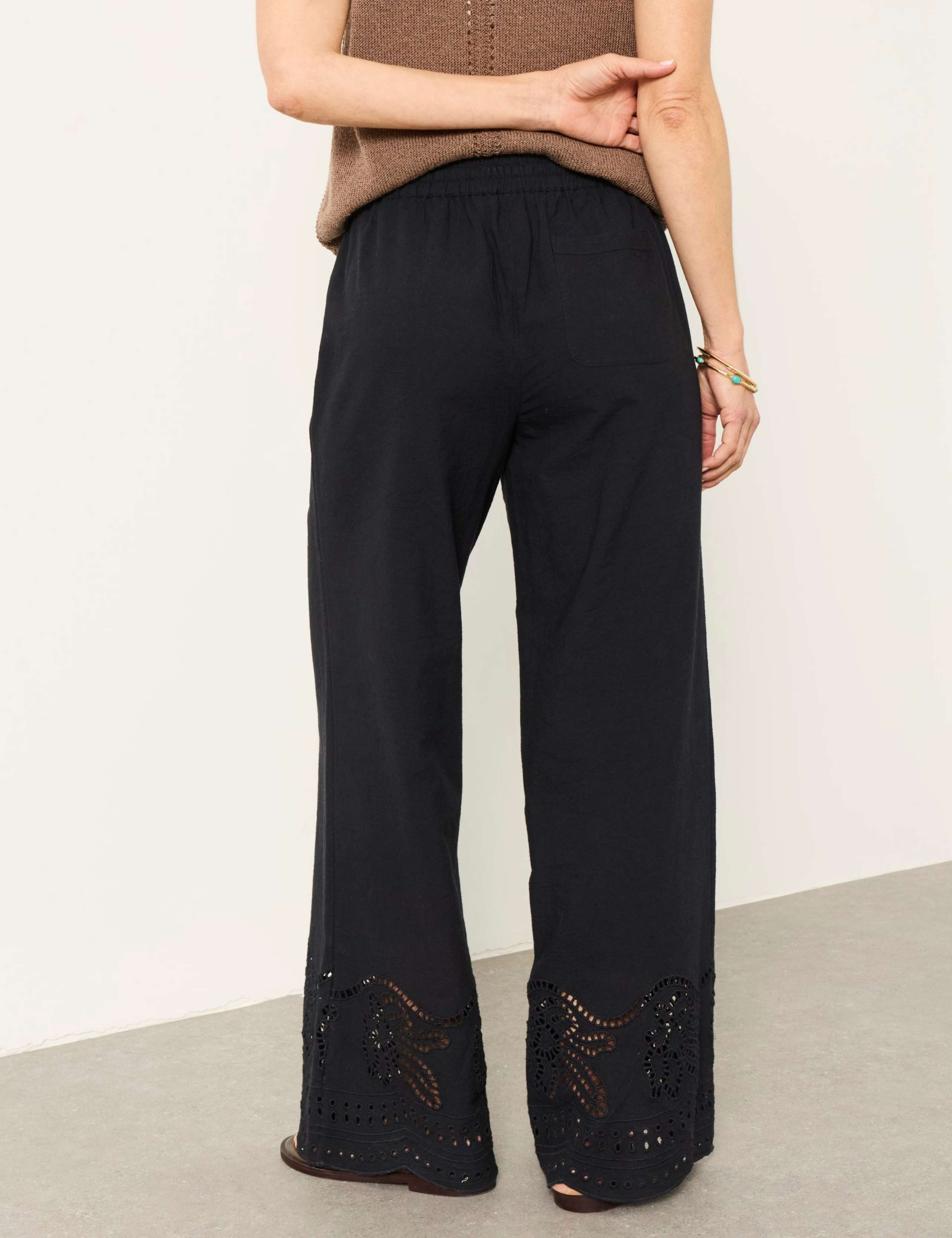 Linen Rich Embroidered Wide Leg Trousers 3 of 7
