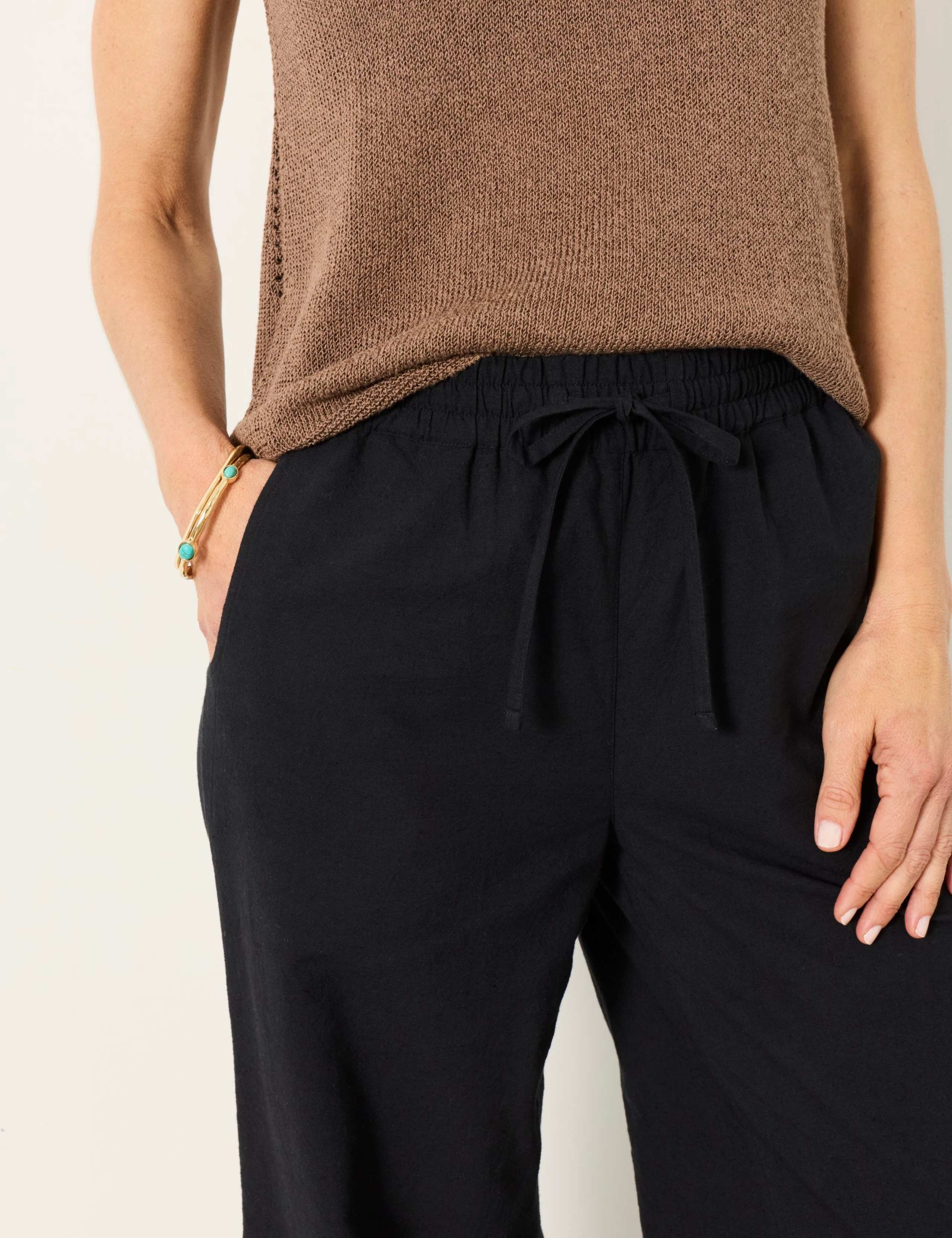 Linen Rich Embroidered Wide Leg Trousers 6 of 7