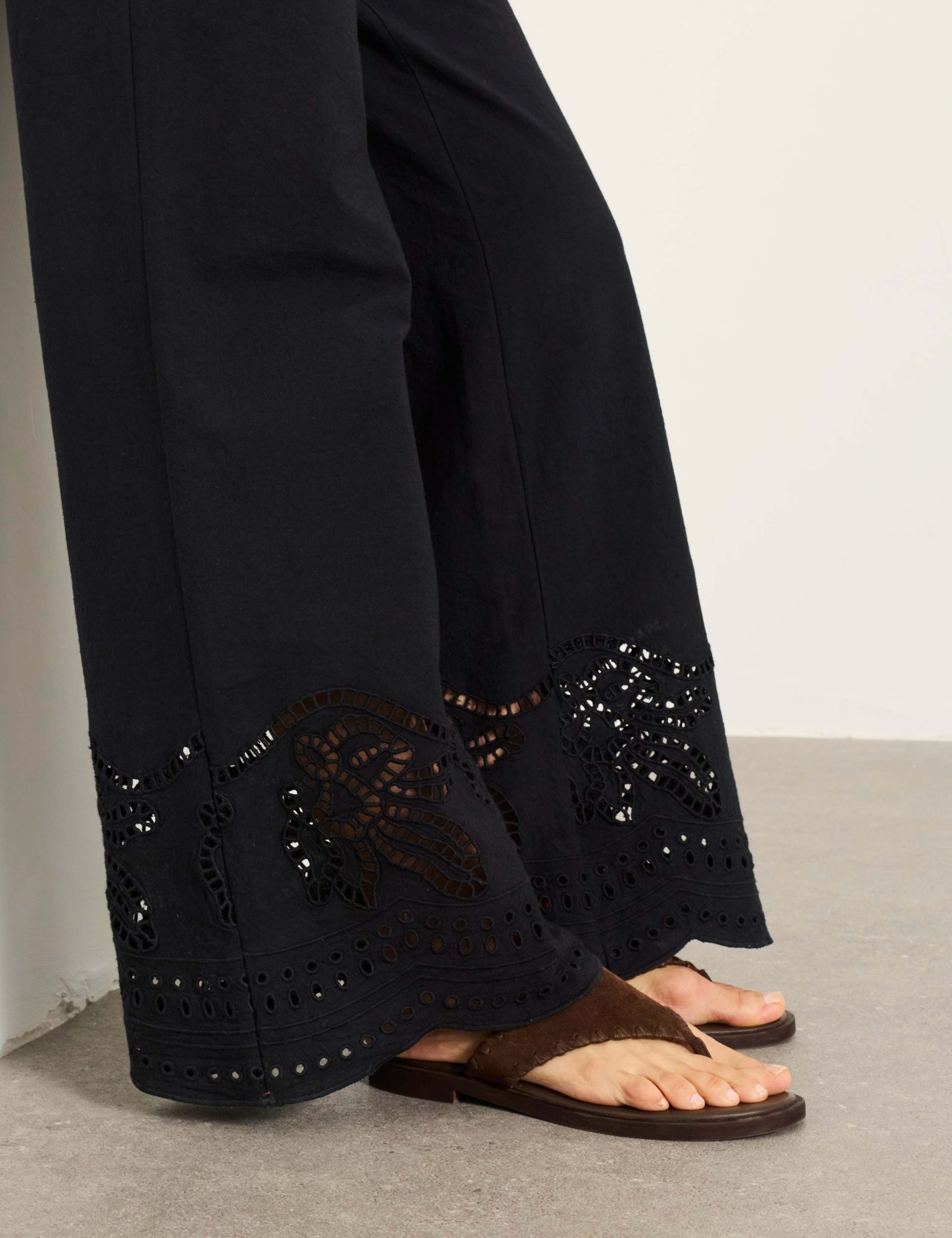 Linen Rich Embroidered Wide Leg Trousers 7 of 7