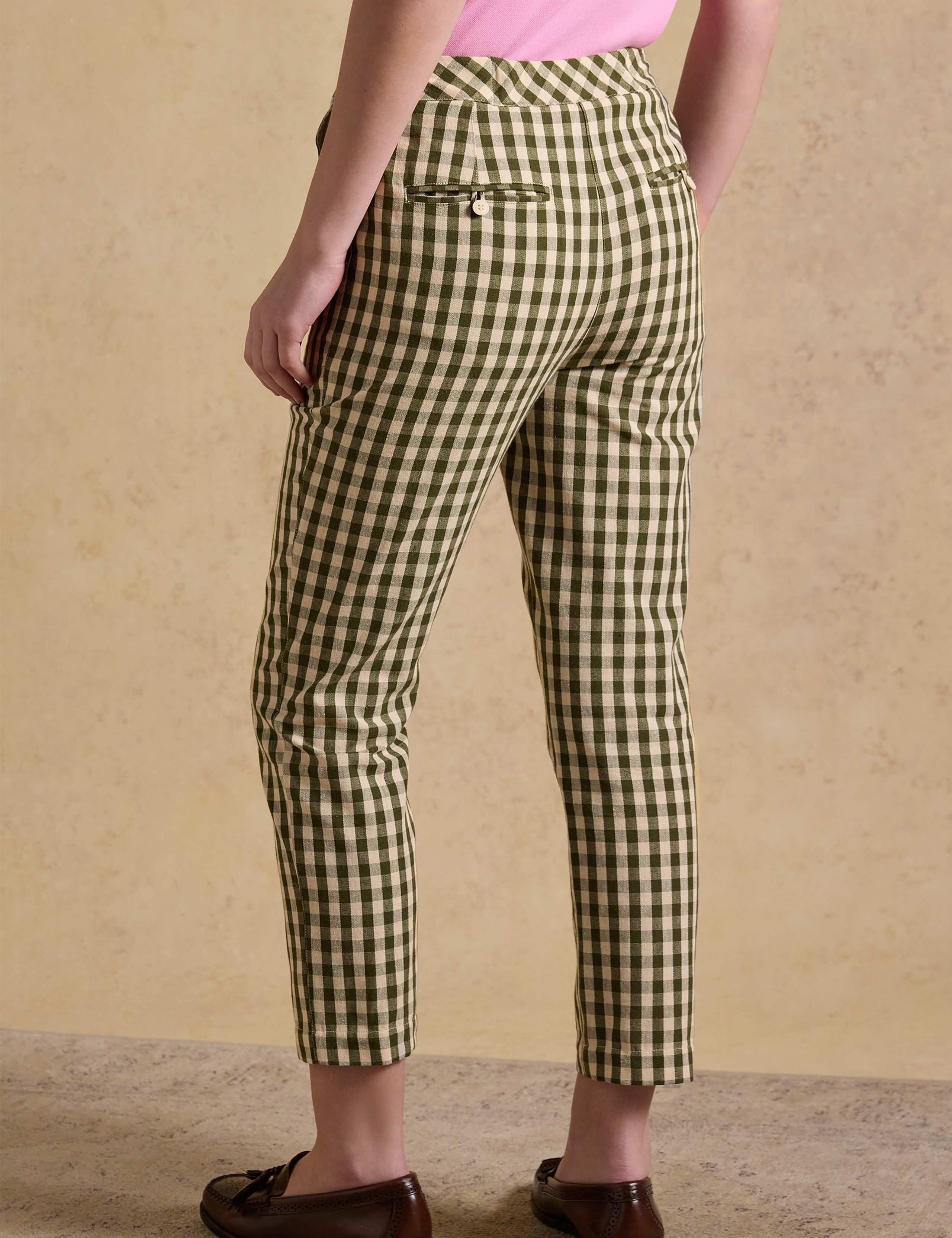 Cotton Rich Checked Cropped Trousers 6 of 7