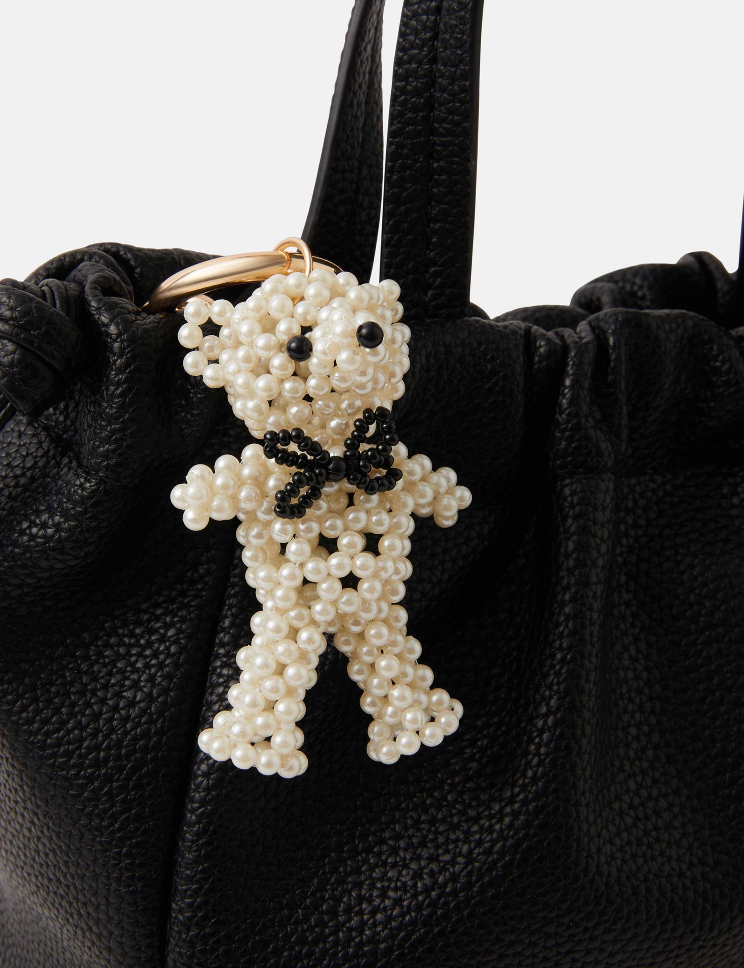 Pearl Beaded Bear Bag Charm 3 of 3