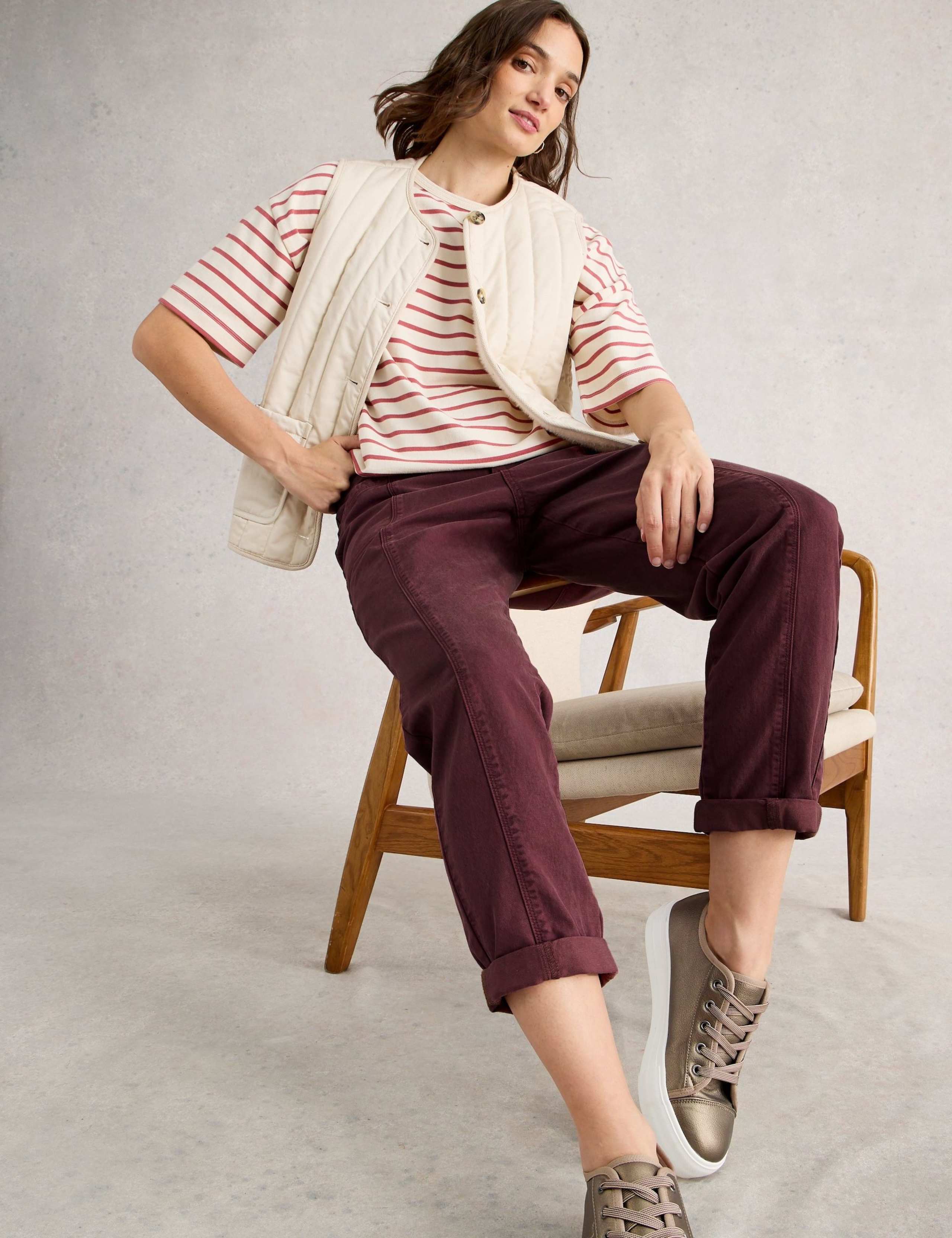 Cotton Rich Seam Detail Tapered Trousers 5 of 6
