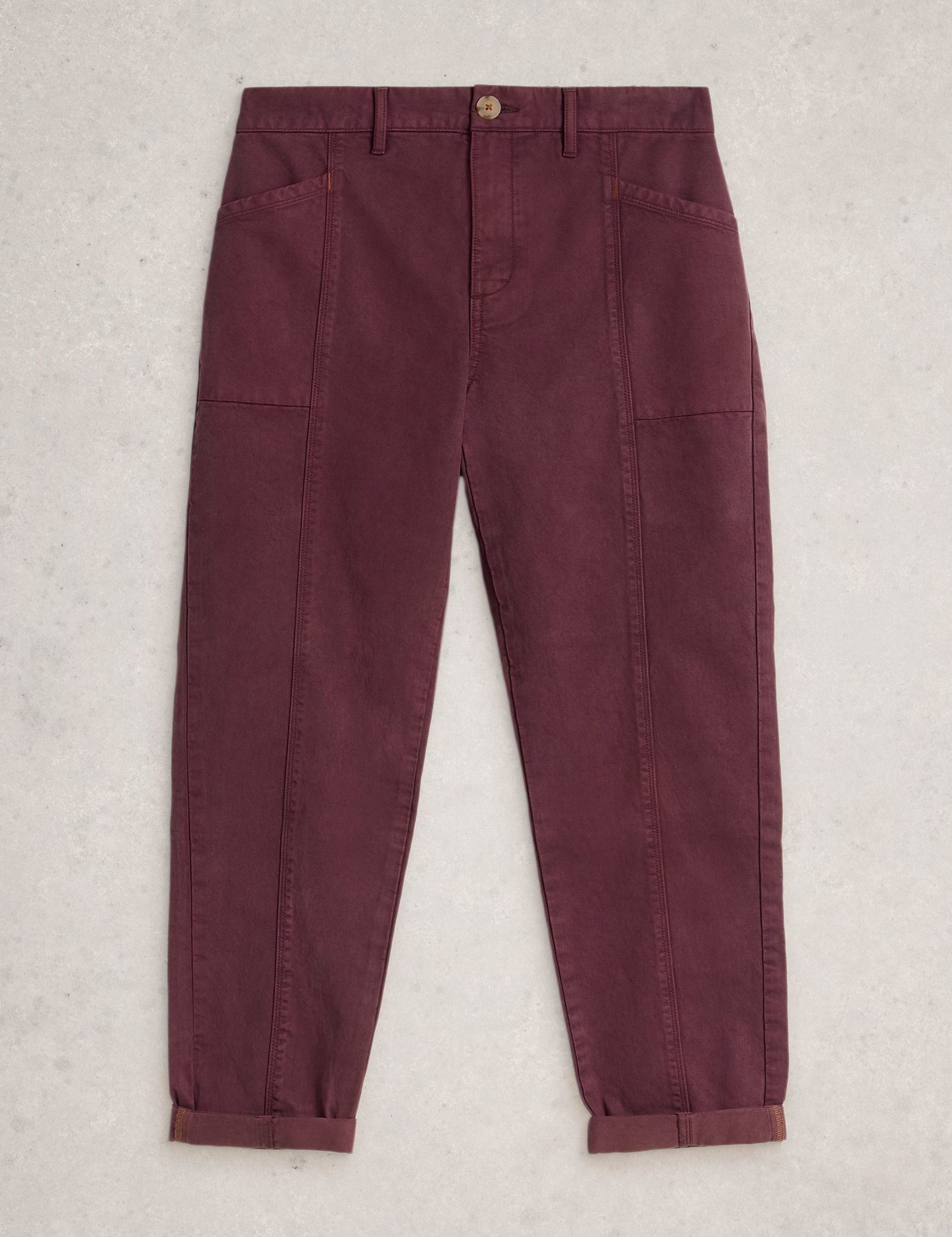 Cotton Rich Seam Detail Tapered Trousers 2 of 6