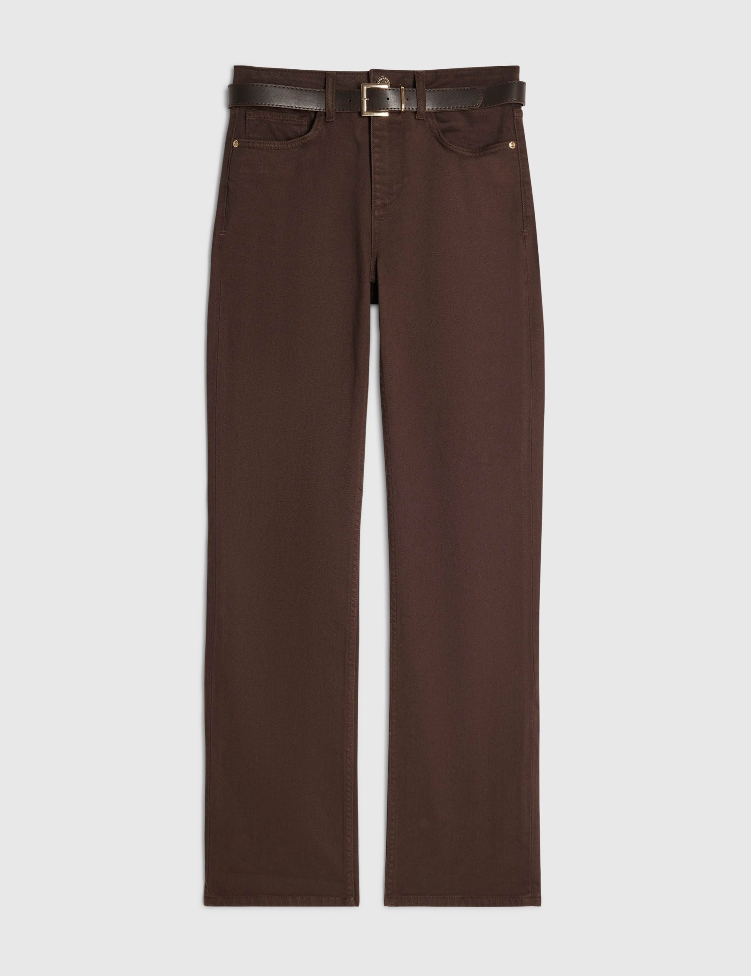 High Waisted Belted Straight Leg Jeans 2 of 5
