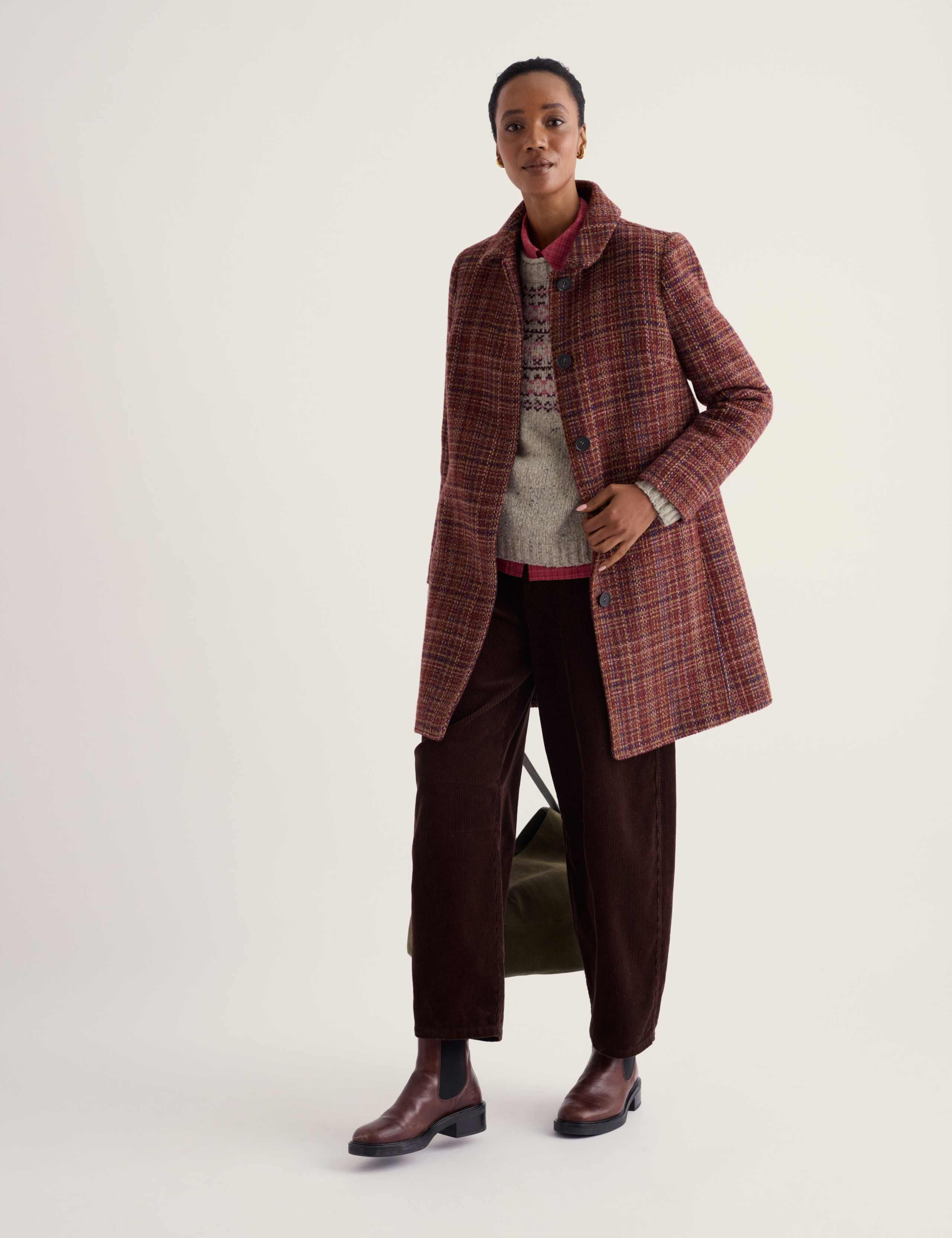 Wool Blend Checked Coat 4 of 6