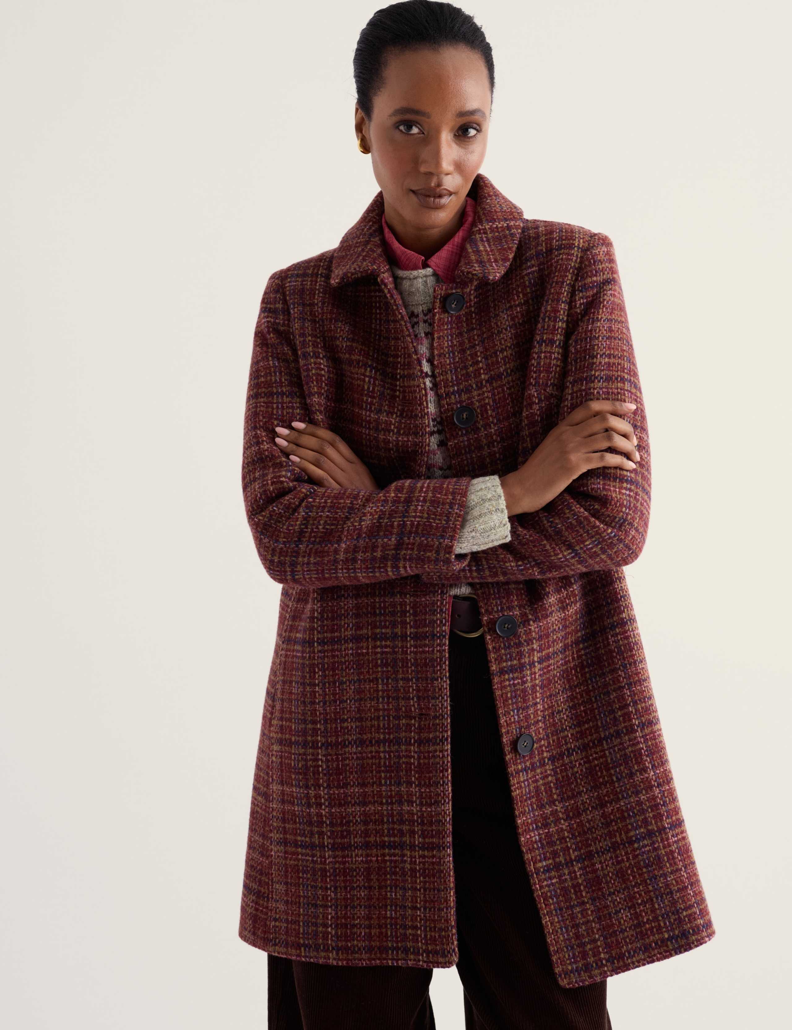 Wool Blend Checked Coat 5 of 6