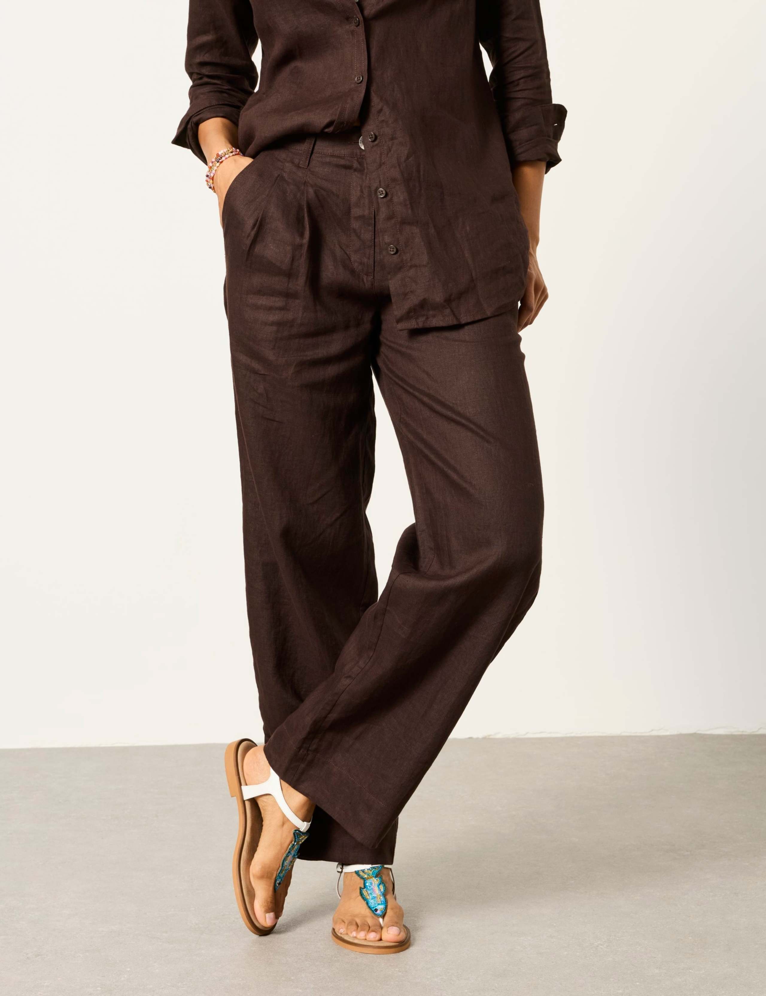 Pure Linen Wide Leg Trousers 4 of 6