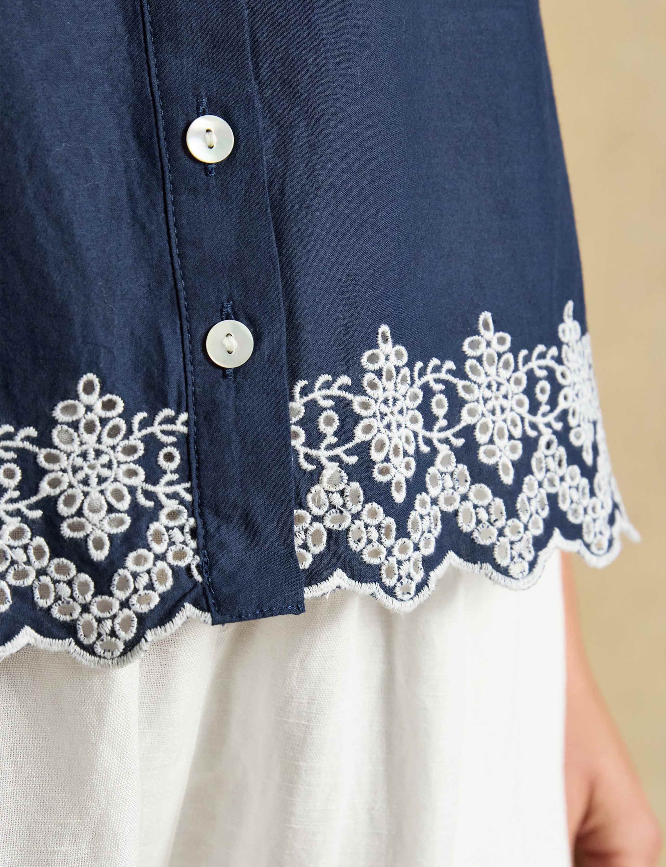 Pure Cotton Broderie Detail Vest 5 of 5