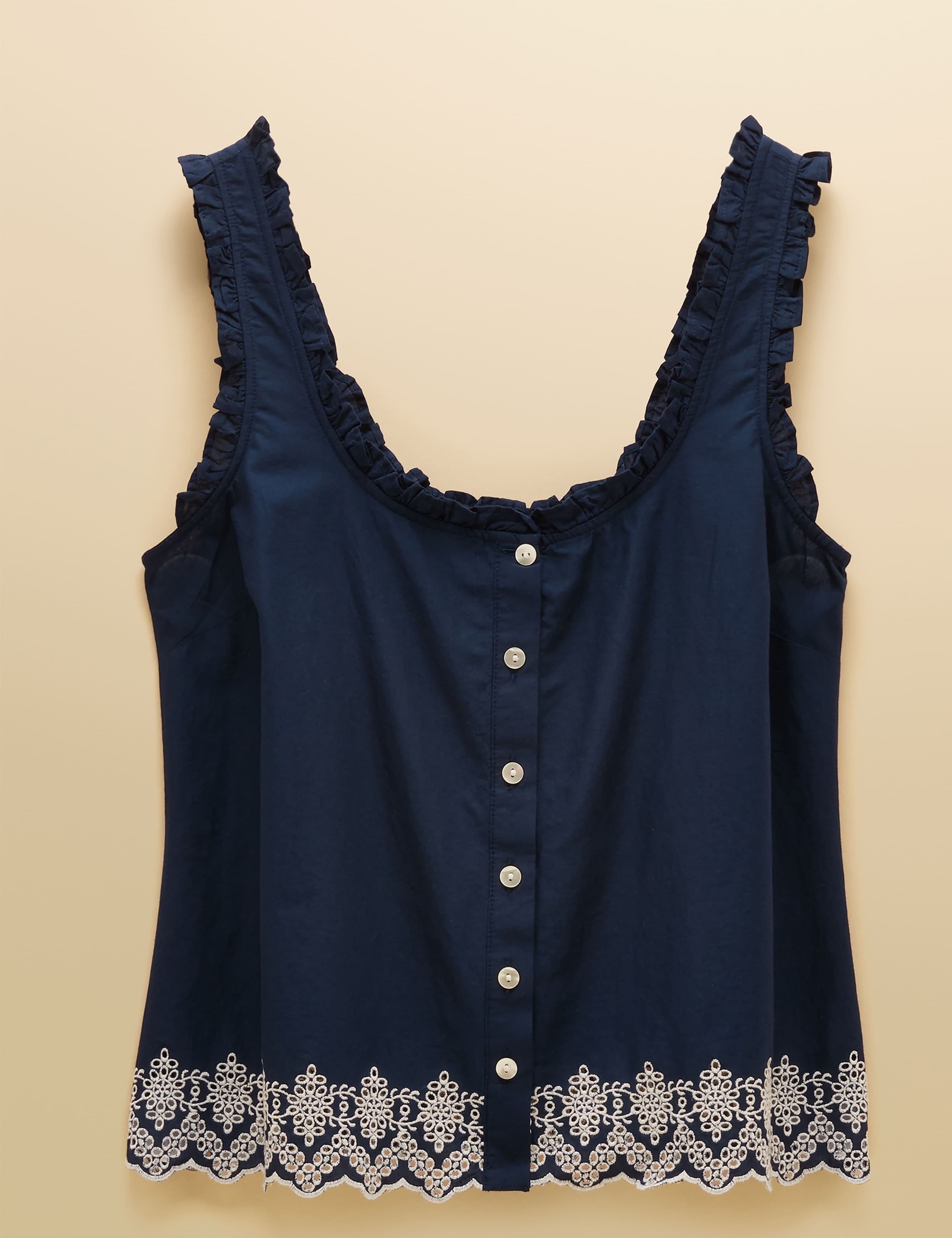 Pure Cotton Broderie Detail Vest 2 of 5