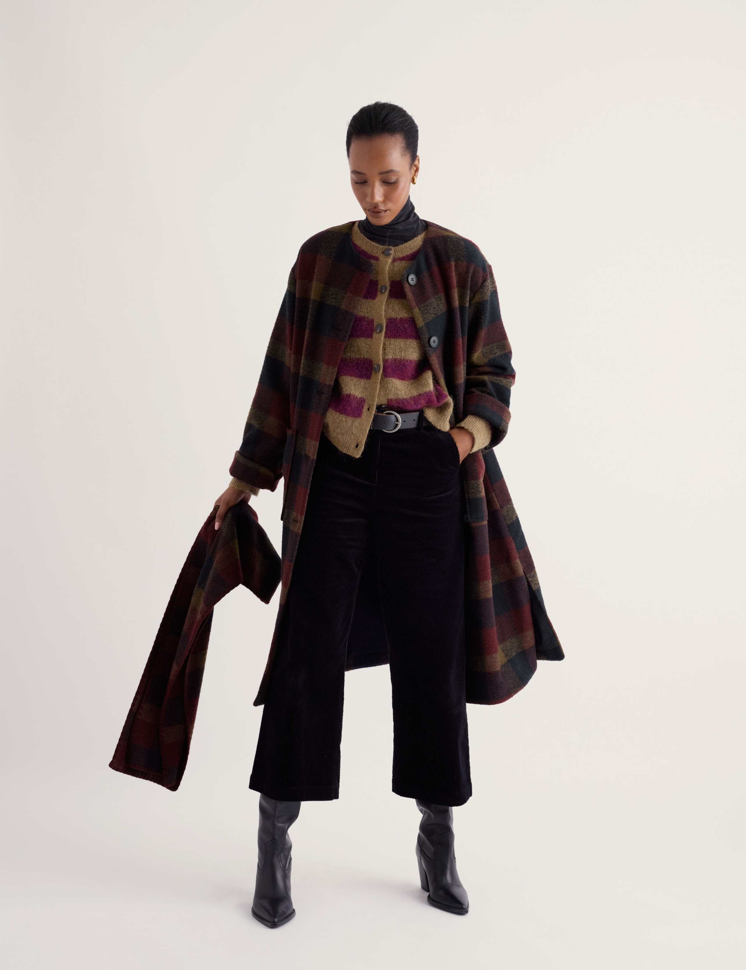 Wool Blend Checked Scarf Oversized Overcoat 5 of 6