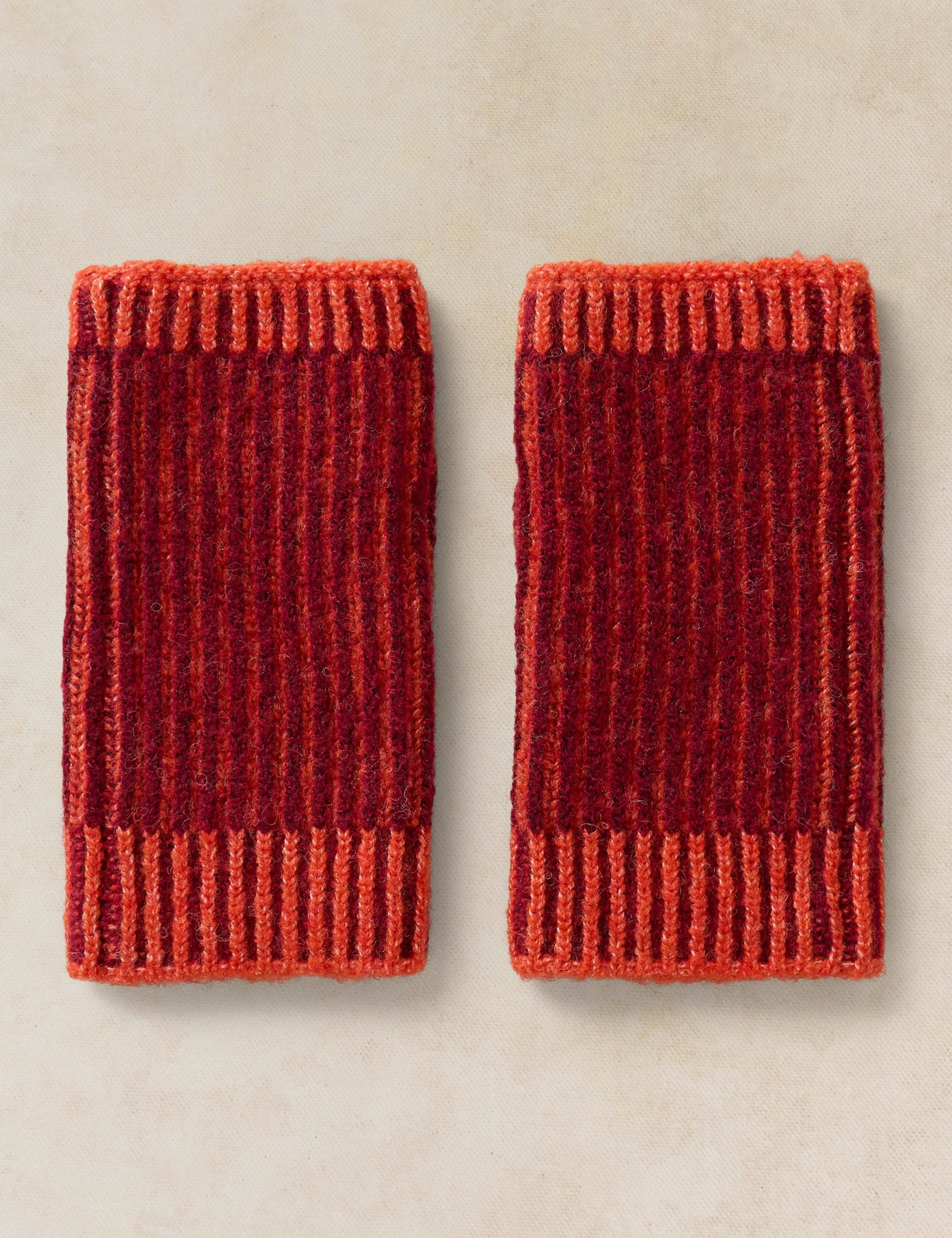 Two Tone Ribbed Handwarmer Gloves 1 of 2