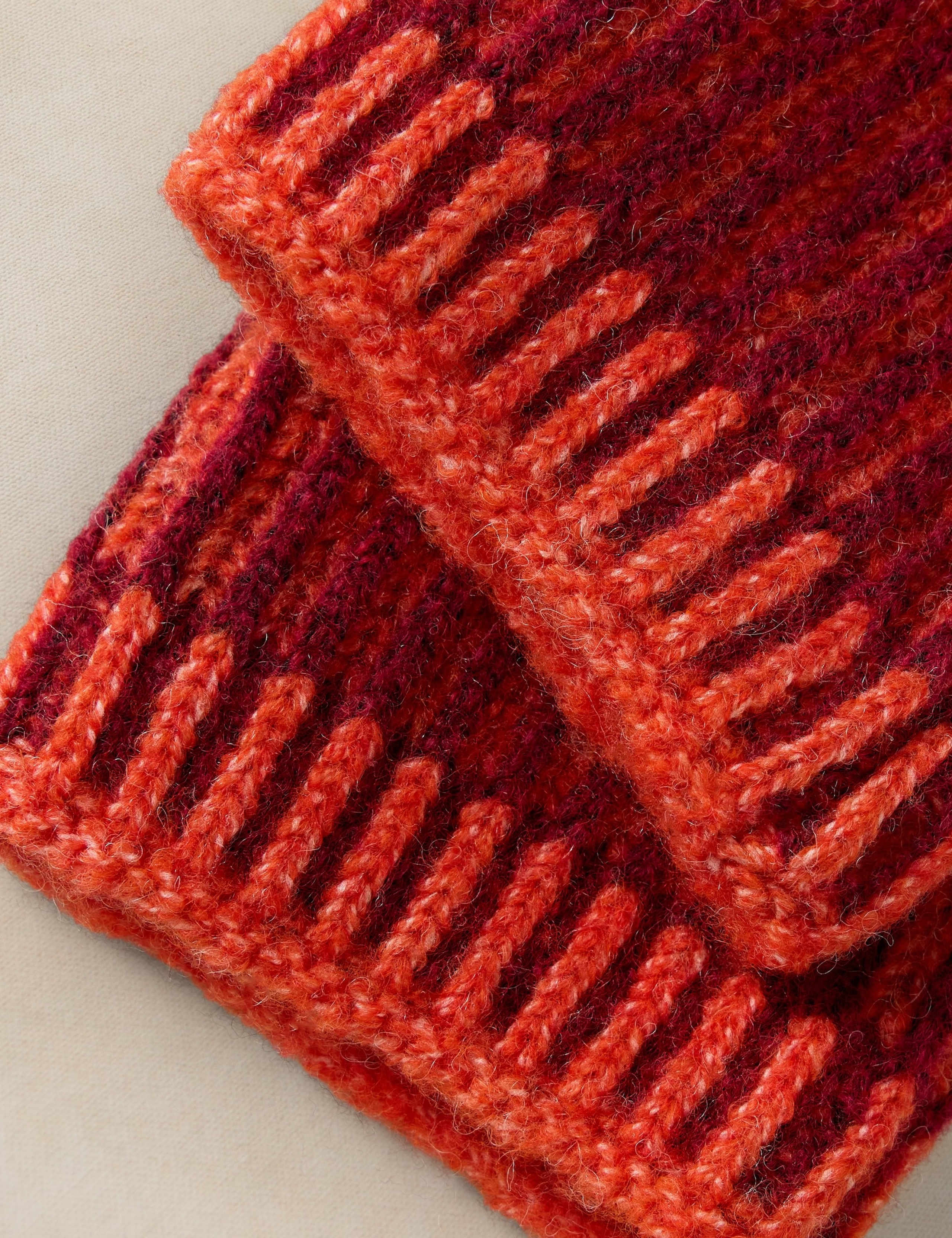 Two Tone Ribbed Handwarmer Gloves 2 of 2