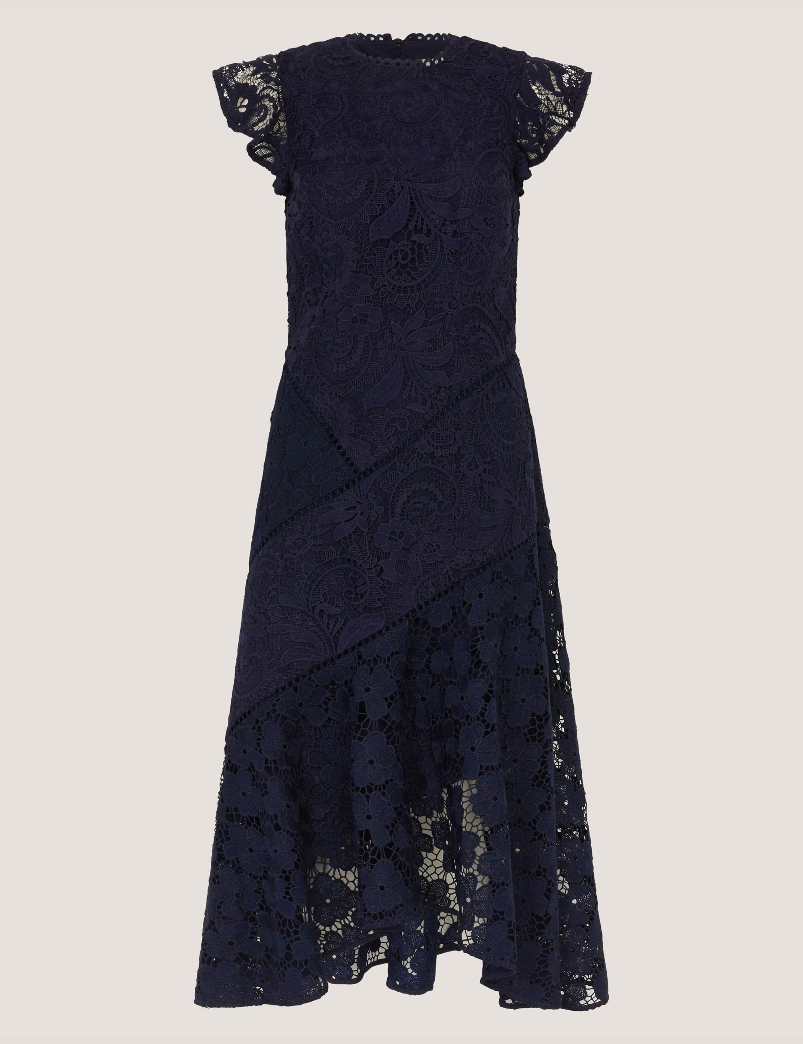 Lace Floral Round Neck Midi Tea Dress 2 of 5