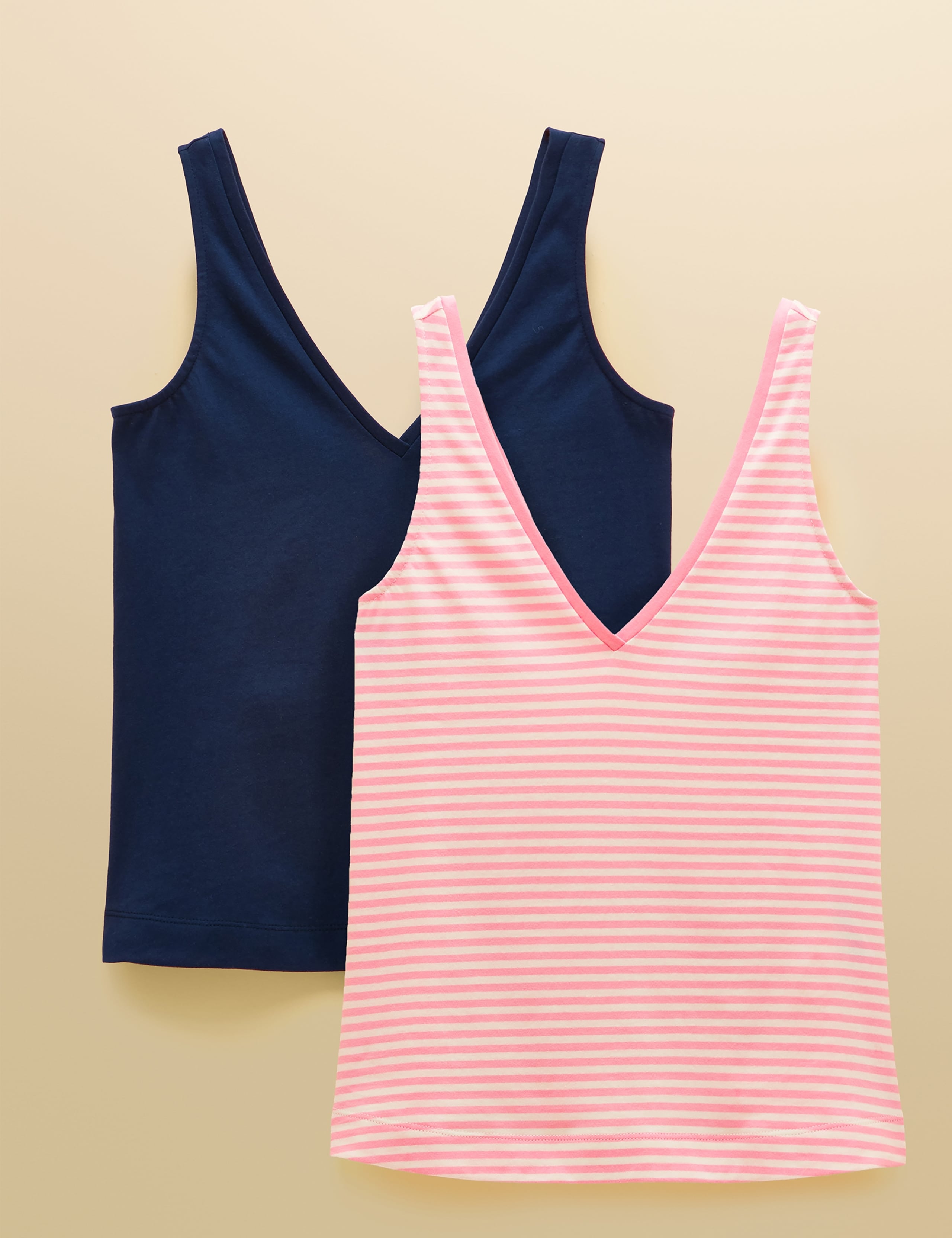 2 Pack Pure Cotton Striped V-Neck Vests 2 of 7
