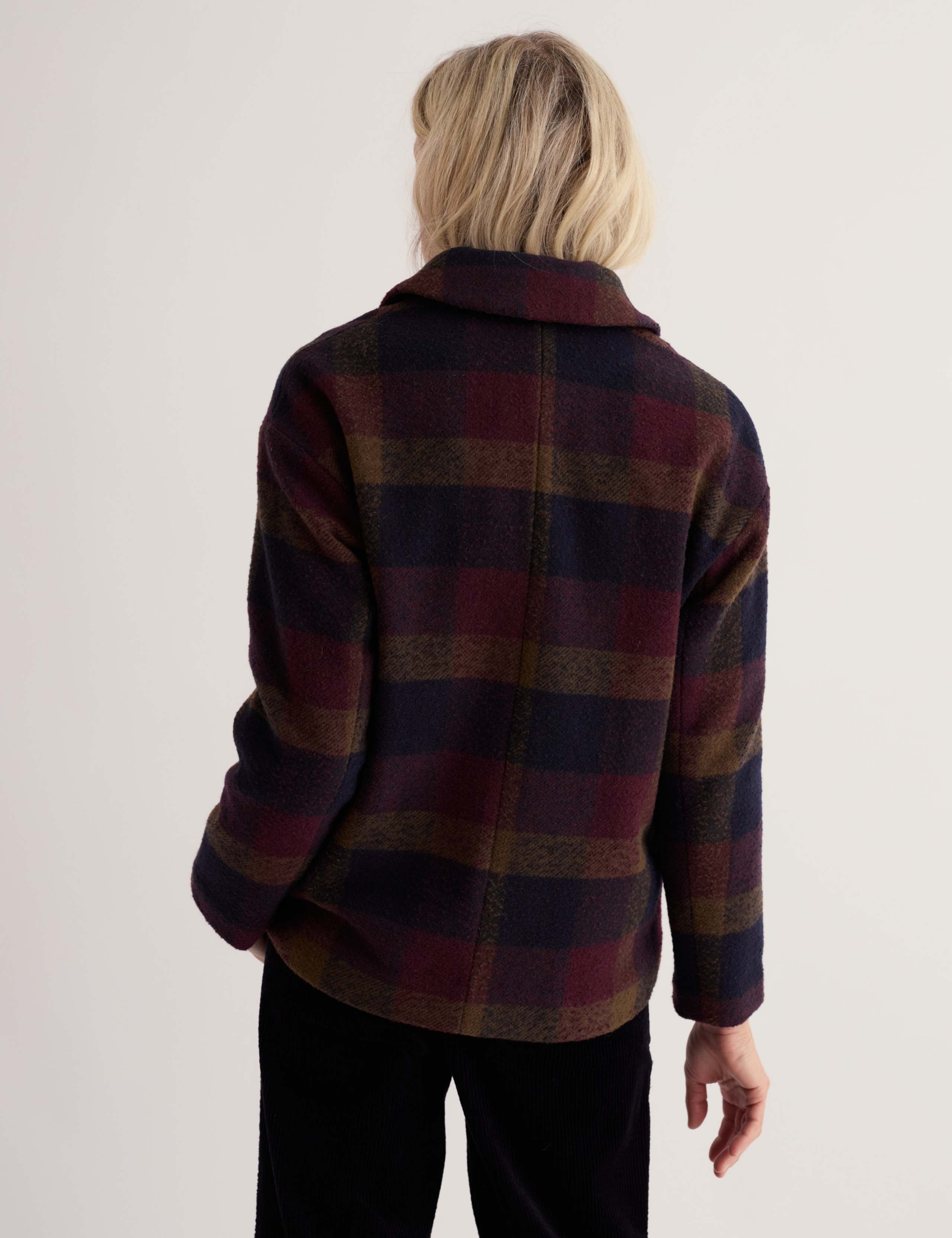 Wool Blend Checked Short Coat 5 of 6