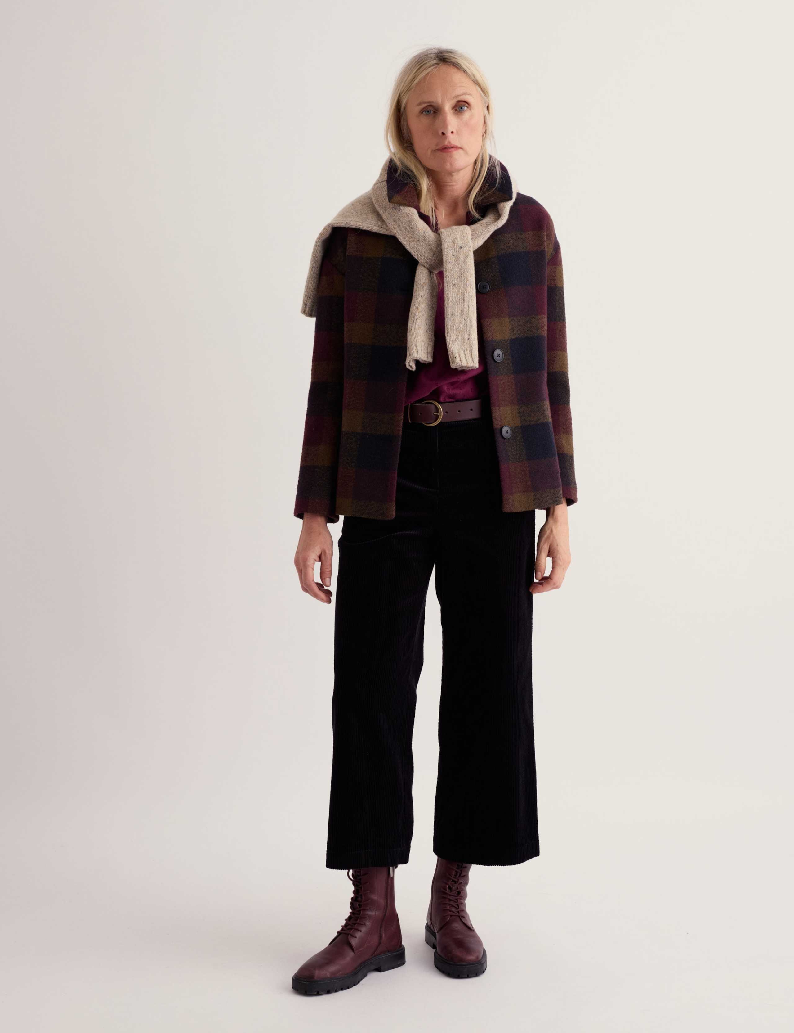 Wool Blend Checked Short Coat 6 of 6