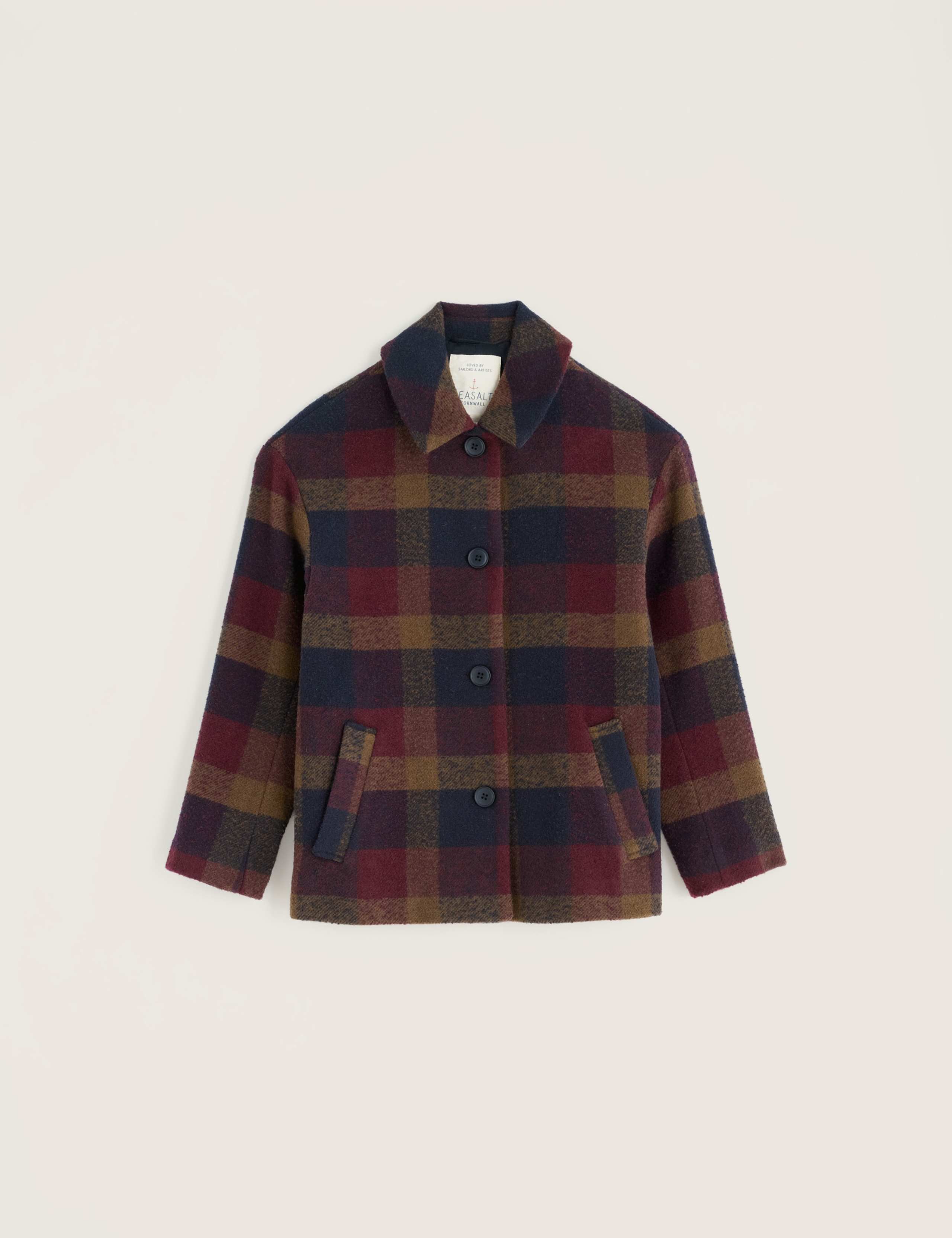 Wool Blend Checked Short Coat 2 of 6