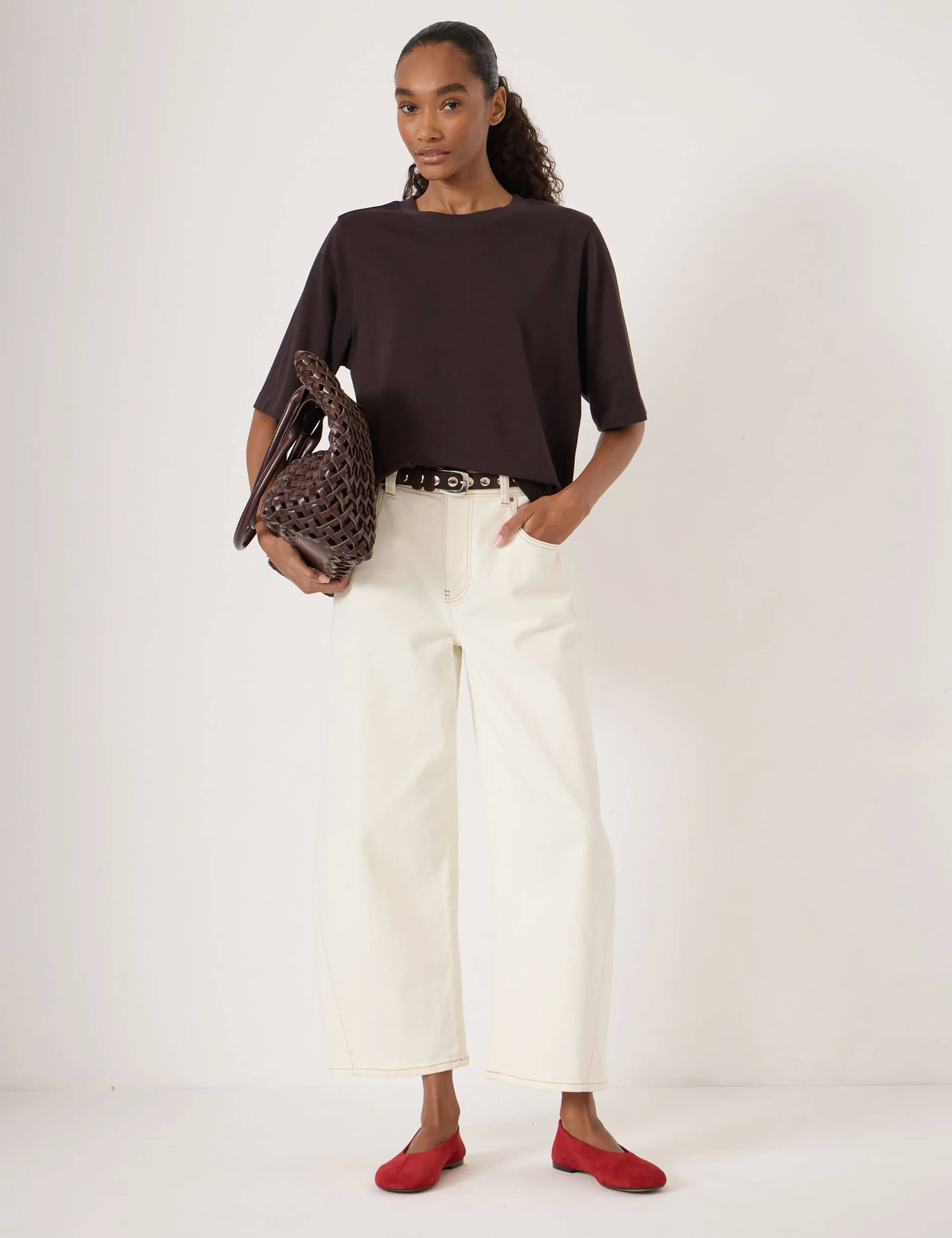 High Waisted Wide Leg Ankle Grazer Jeans 2 of 4