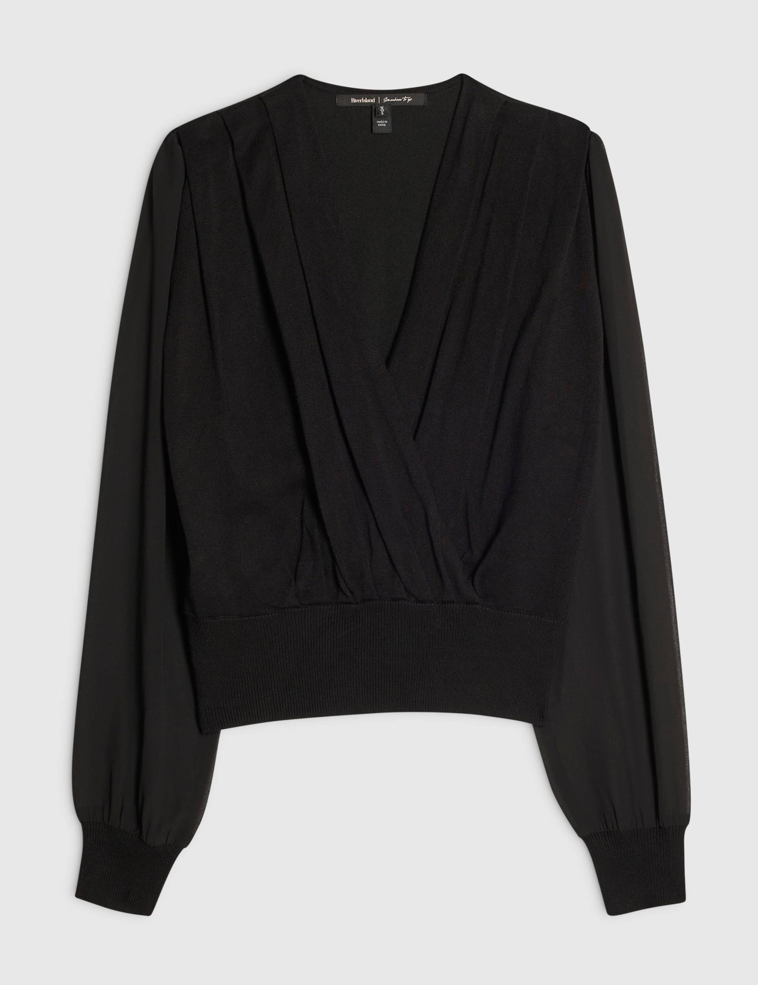 V-Neck Blouson Sleeve Blouse 2 of 5