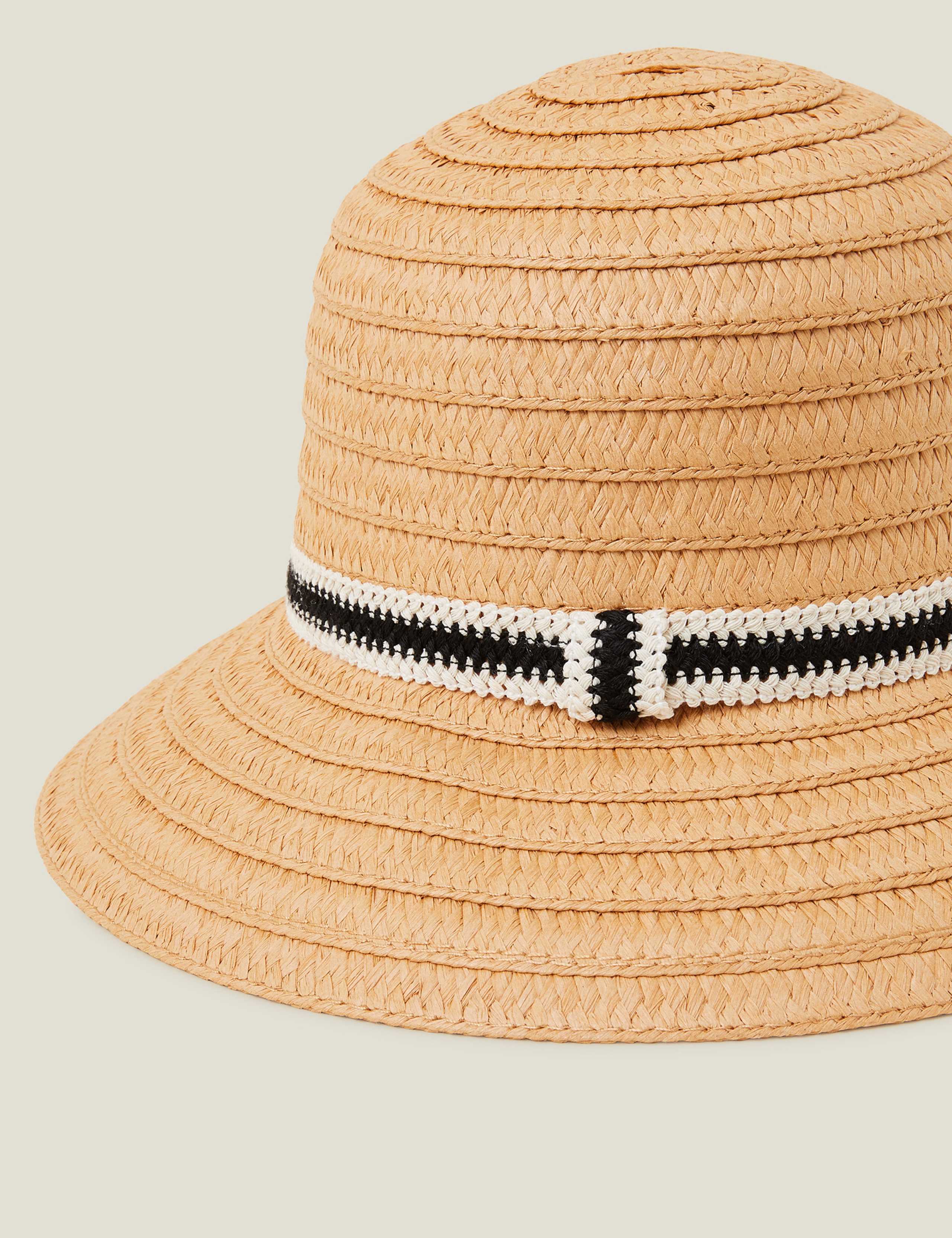 Straw Monochrome Trim Bucket Hat 2 of 2