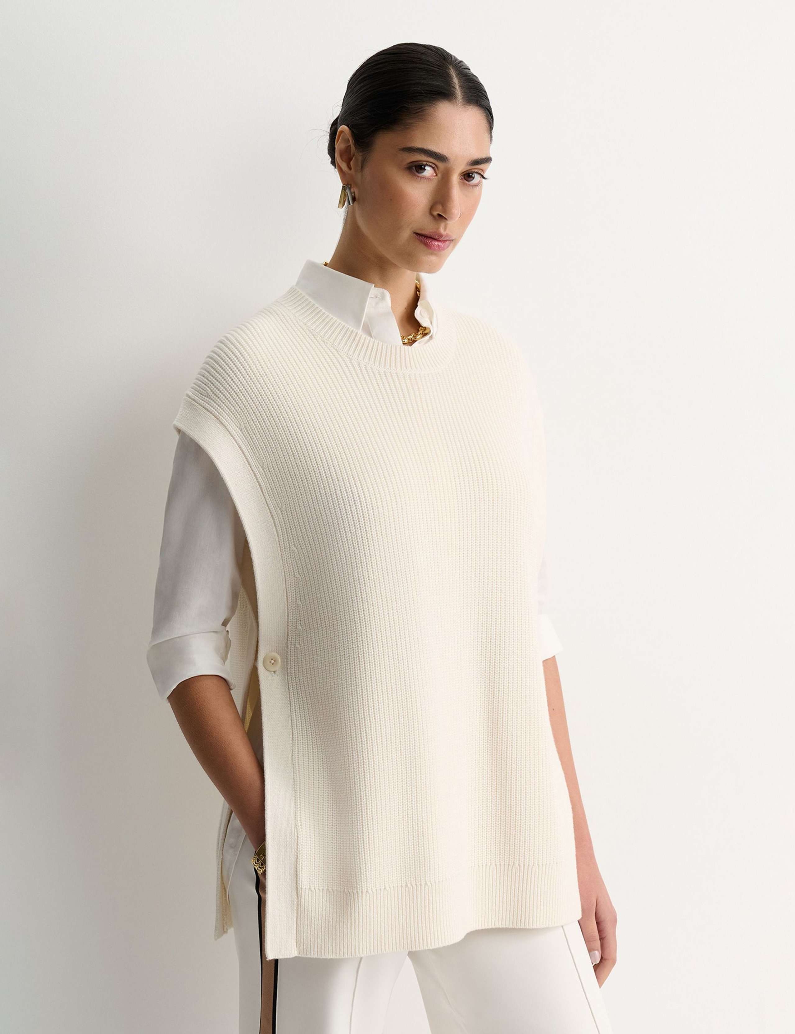 Wool Blend Ribbed Open Side Knitted Vest 4 of 5