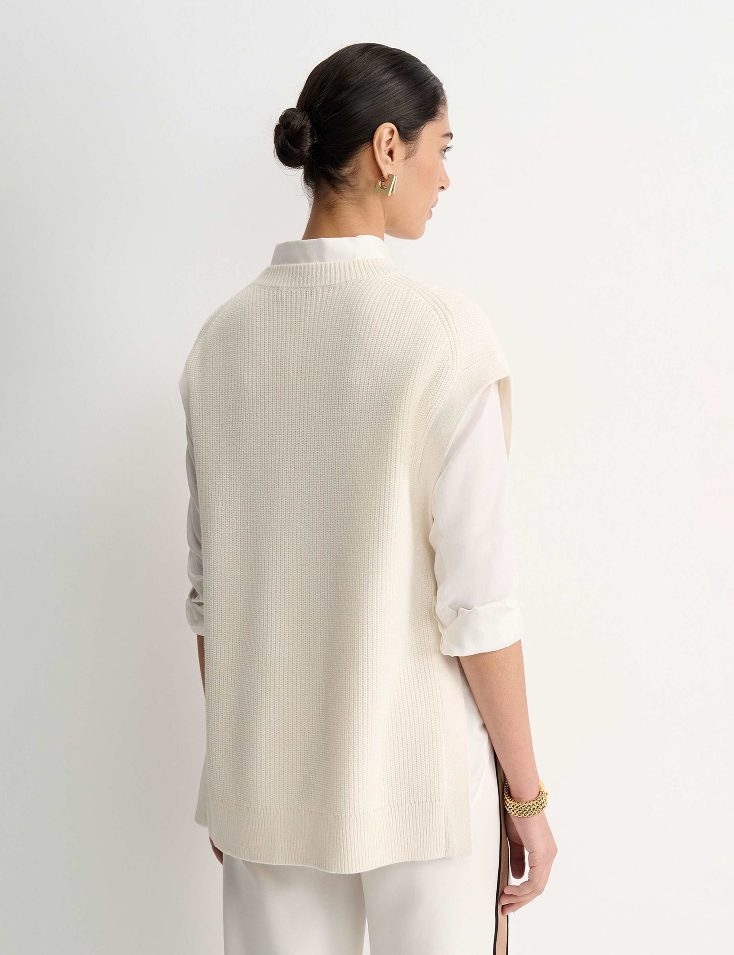Wool Blend Ribbed Open Side Knitted Vest 5 of 5