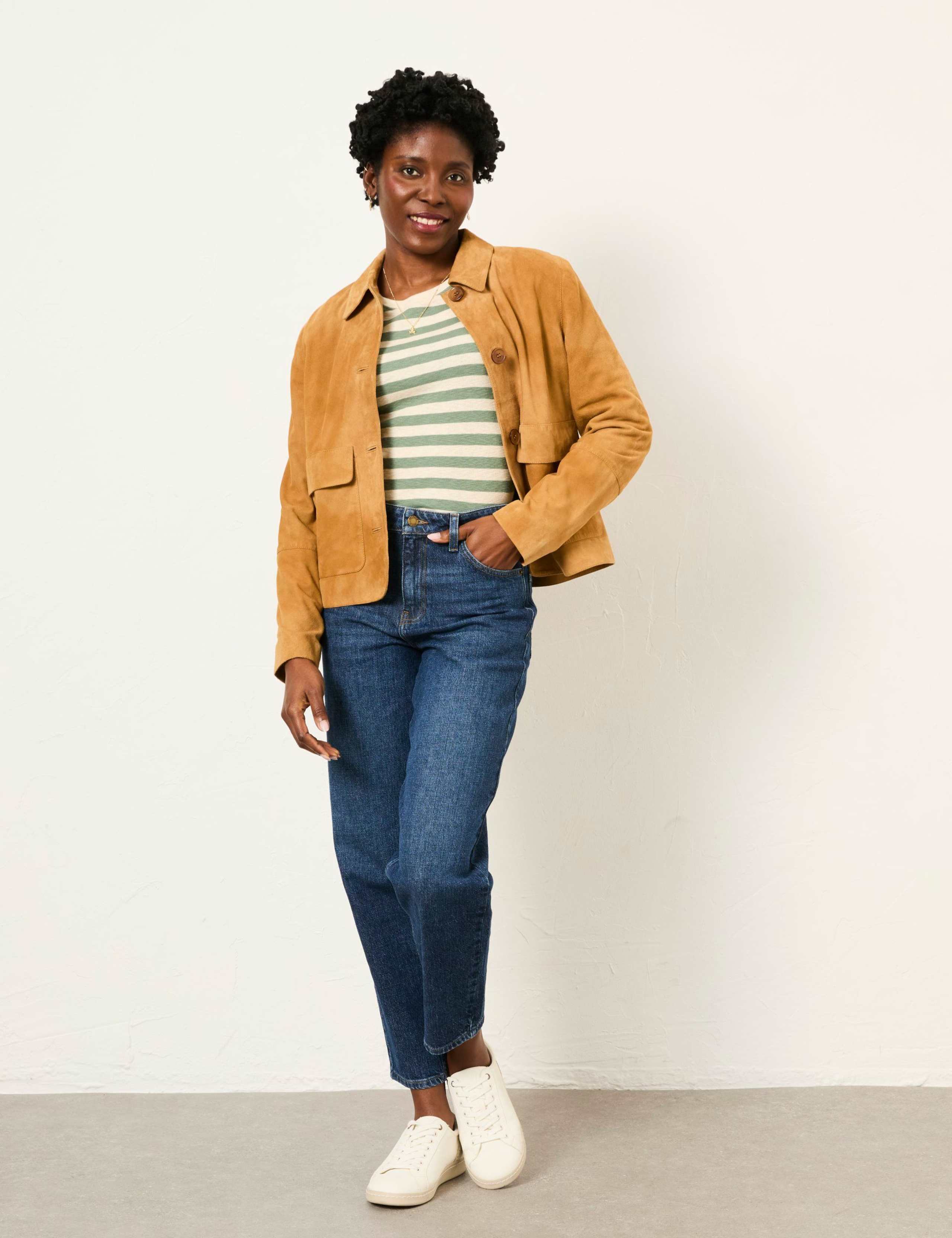 Cotton Rich Striped Button Detail Top 3 of 6