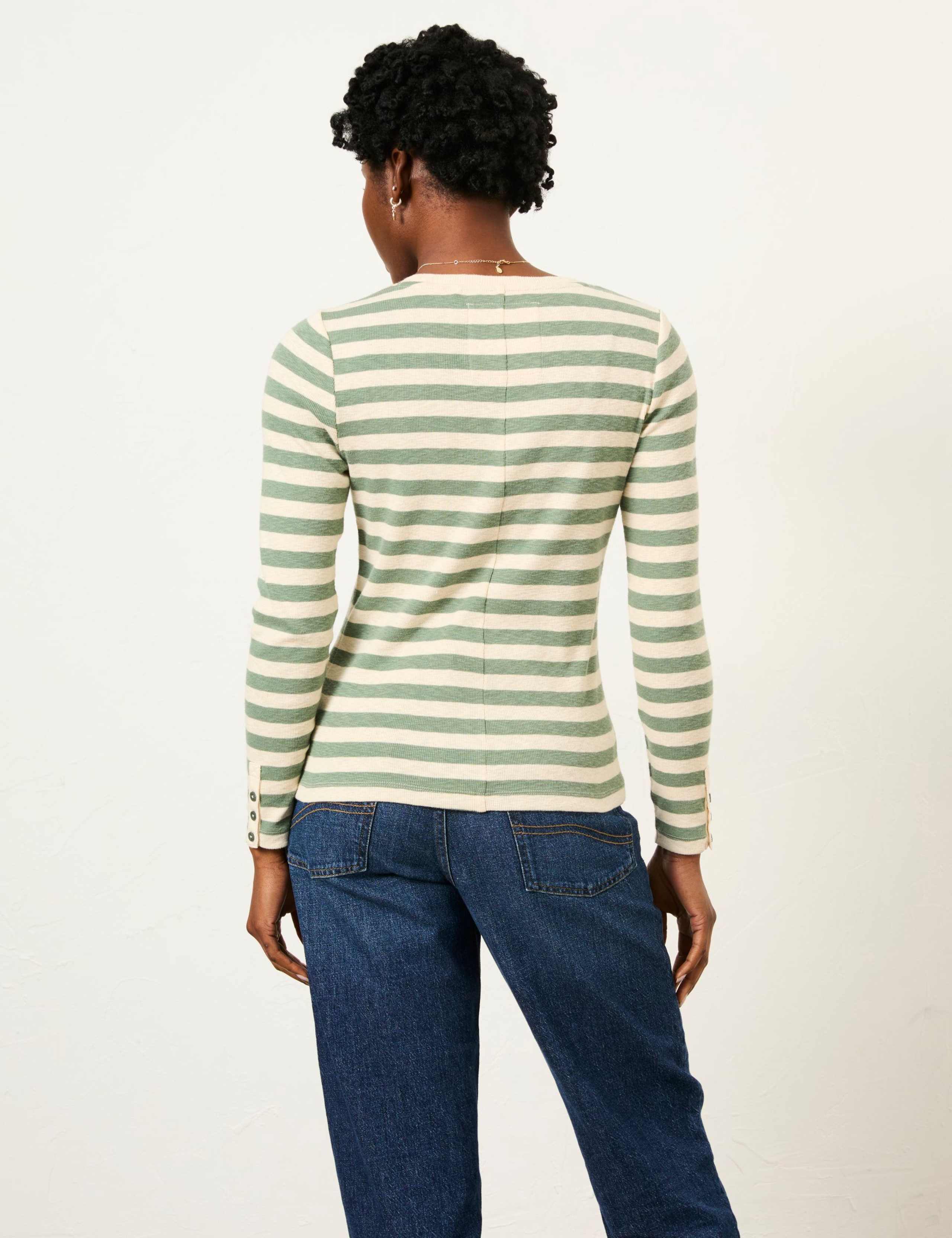 Cotton Rich Striped Button Detail Top 4 of 6
