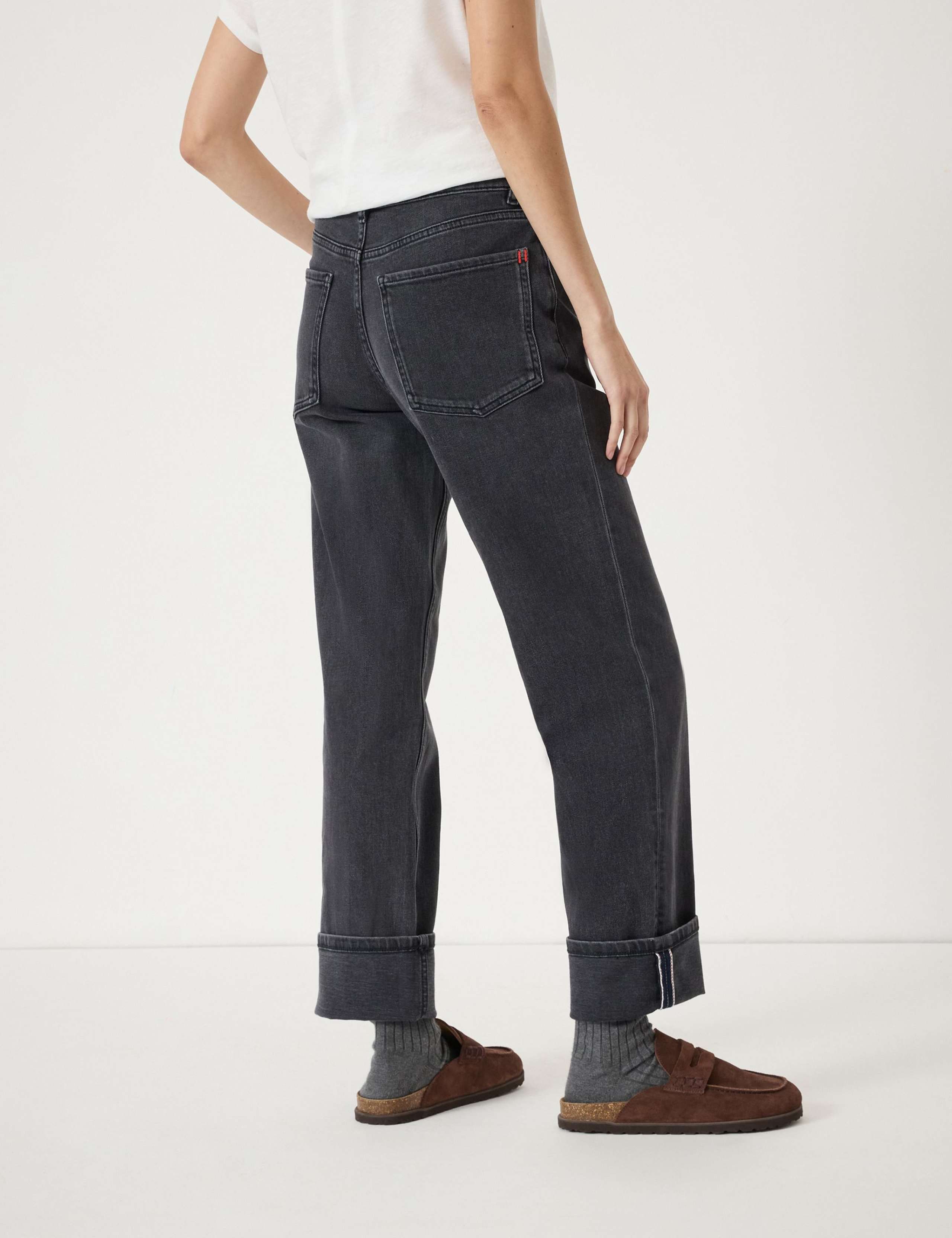 Mid Rise Straight Leg Turn Up Jeans 5 of 7