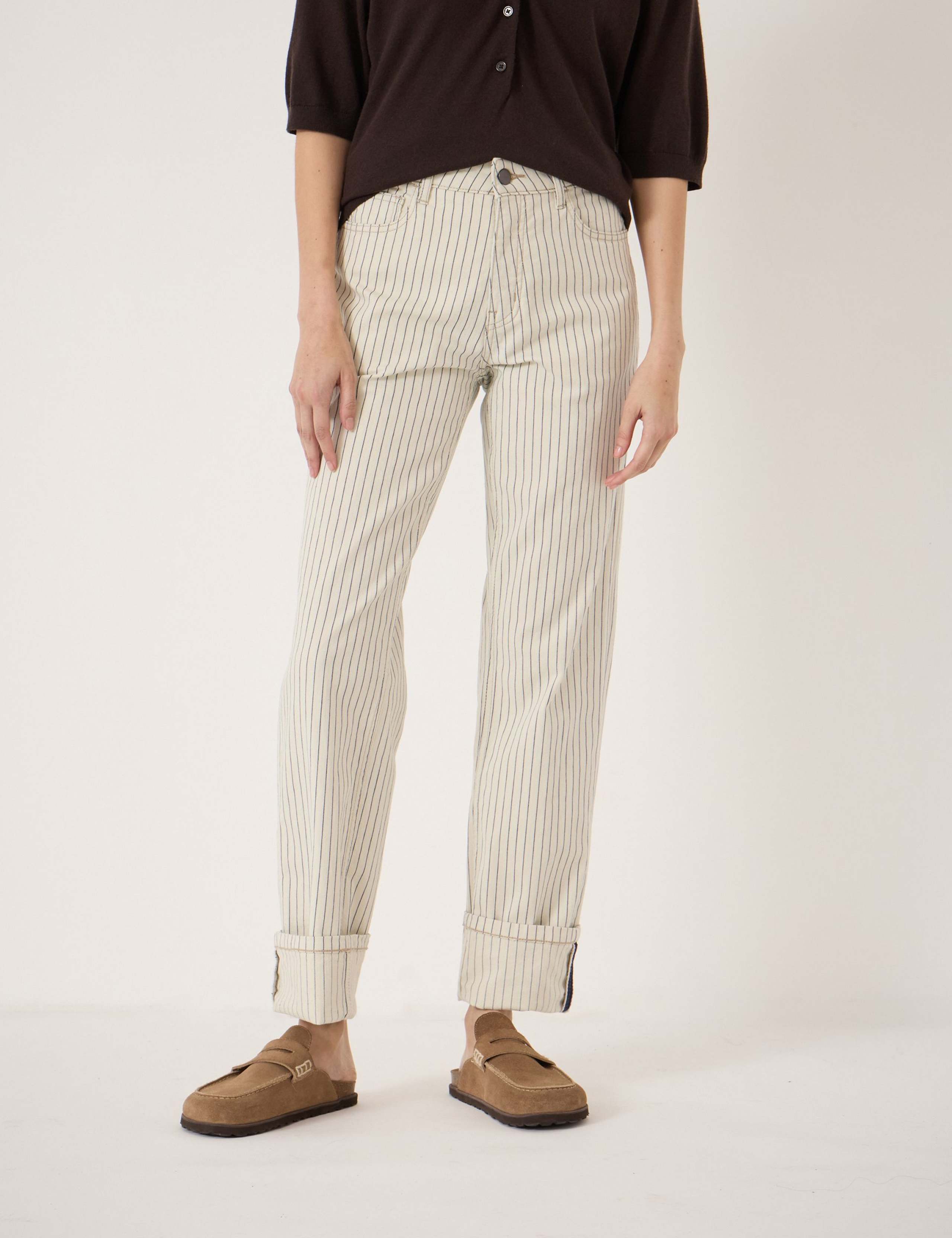 Mid Rise Straight Leg Turn Up Jeans 3 of 5