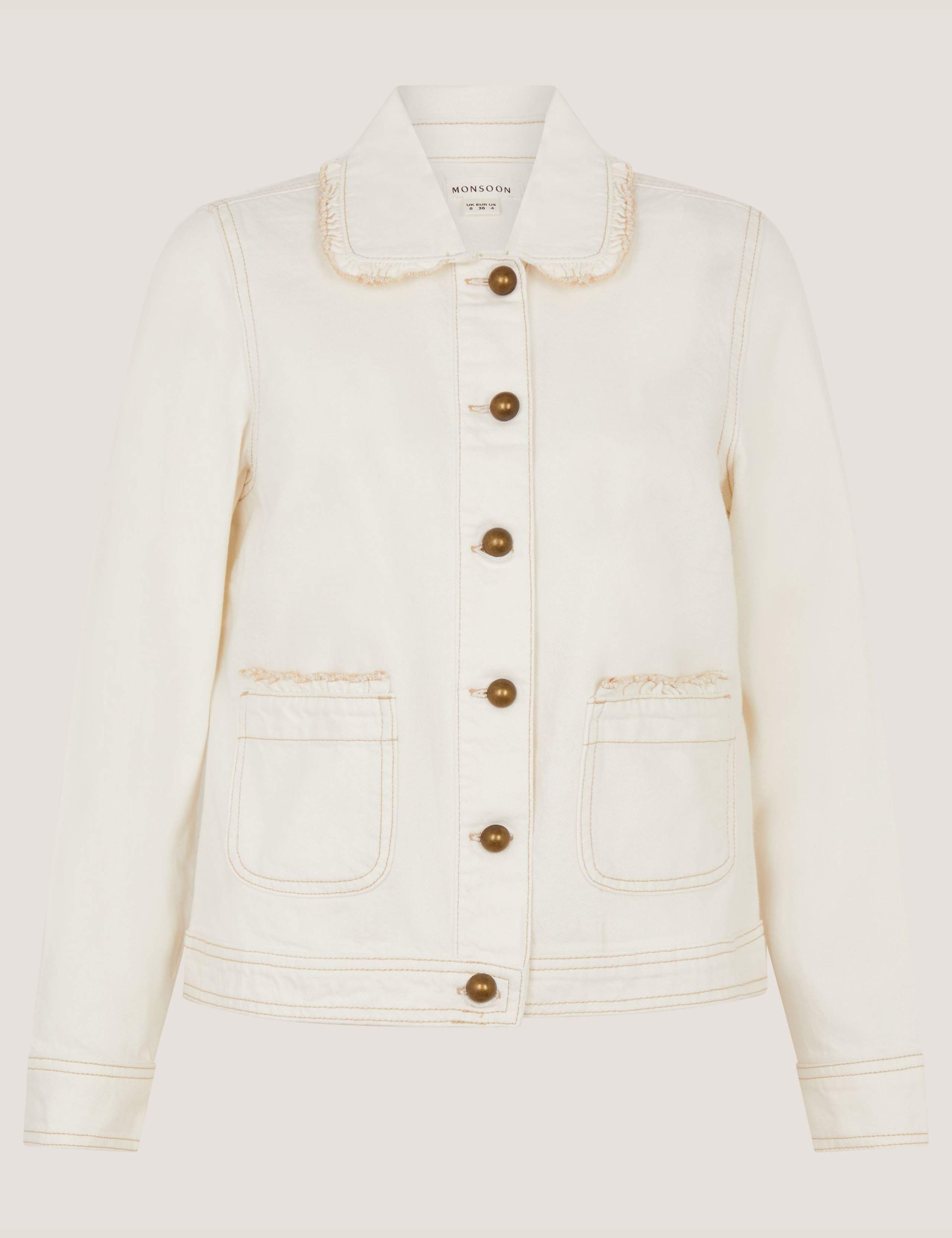 Denim Collared Frill Detail Jacket 2 of 5