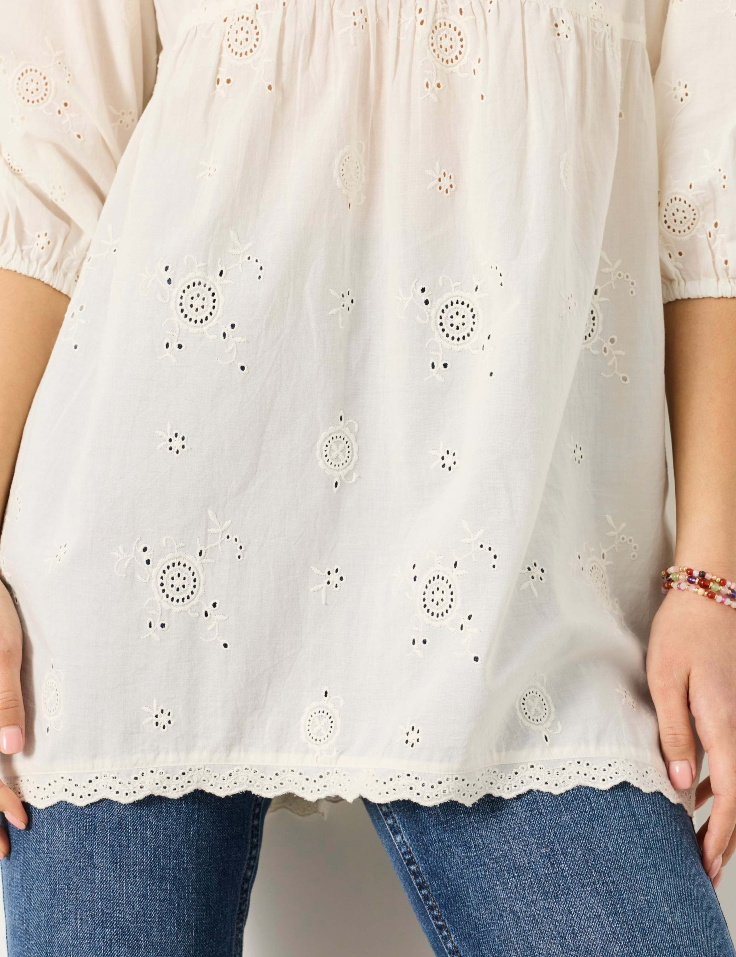 Pure Cotton Embroidered Tie Neck Tunic 6 of 6