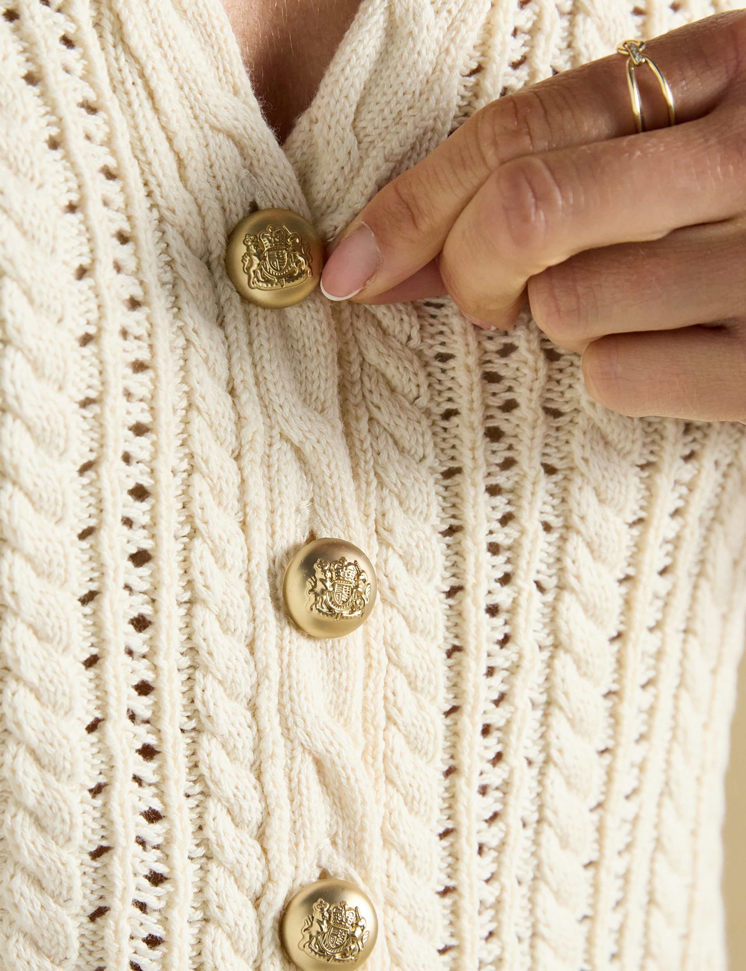 Pure Cotton Textured V-Neck Knitted Vest 6 of 8
