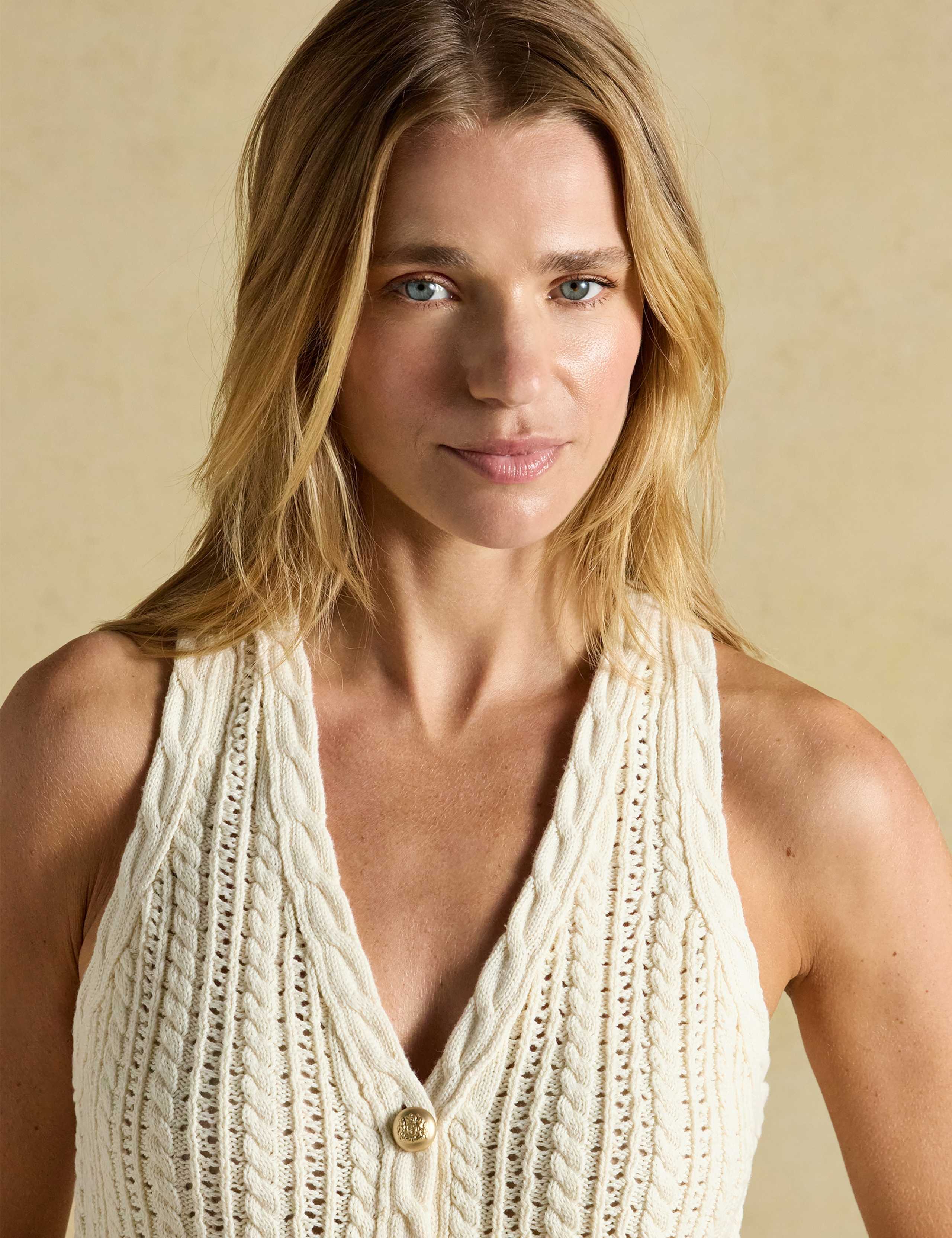 Pure Cotton Textured V-Neck Knitted Vest 8 of 8
