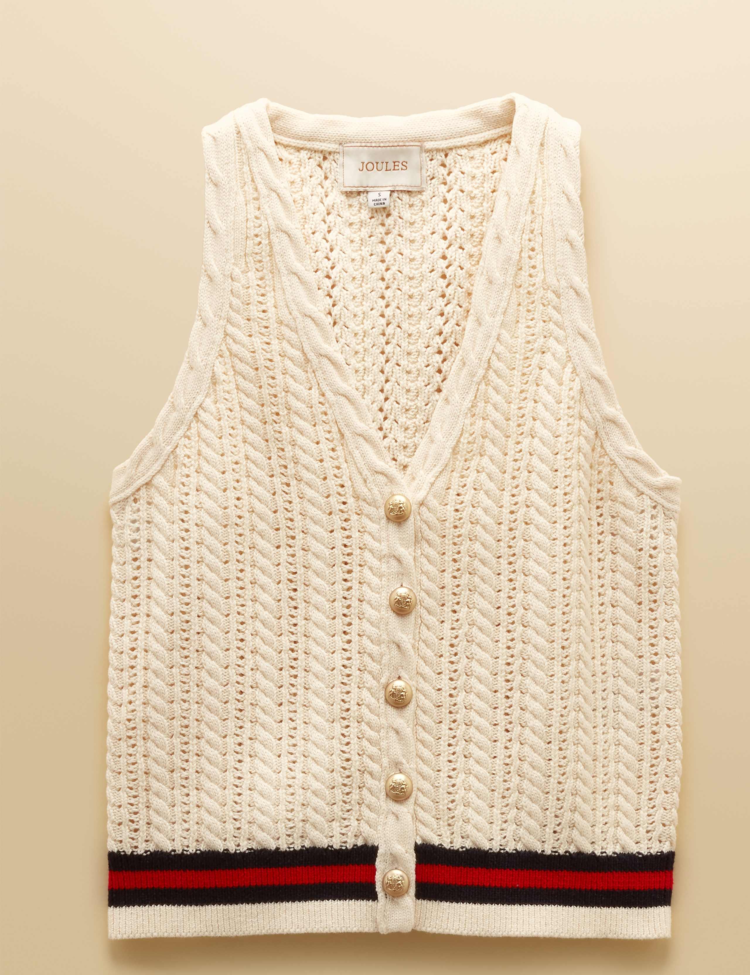 Pure Cotton Textured V-Neck Knitted Vest 2 of 8