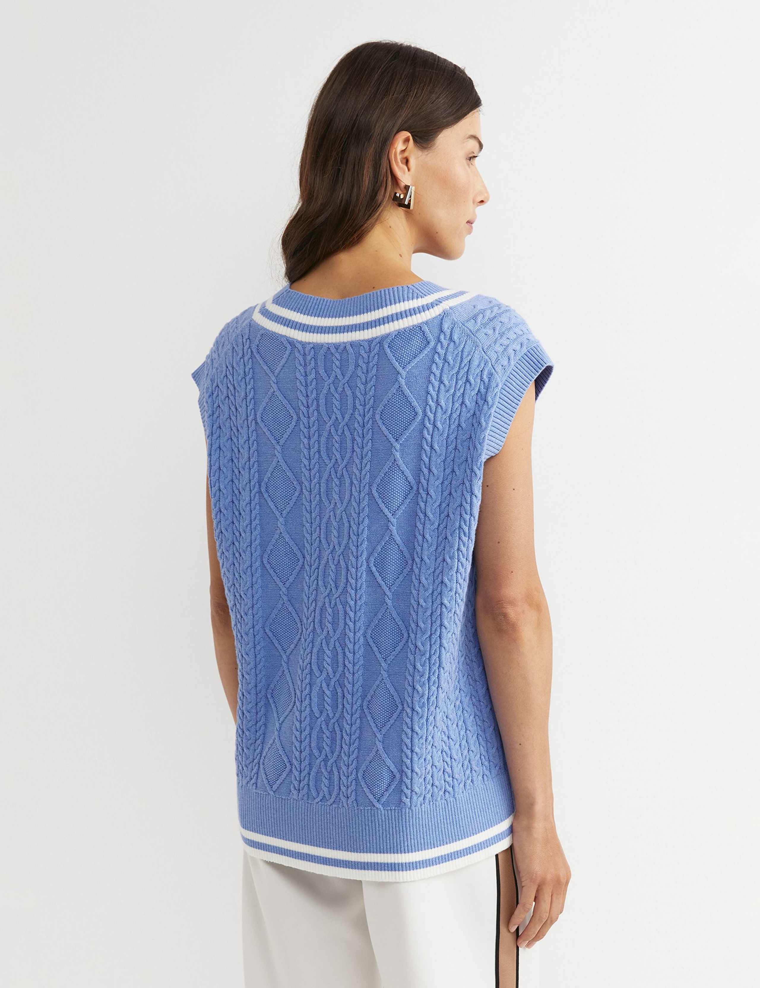 Pure Cotton Cable Knit V-Neck Knitted Vest 4 of 4