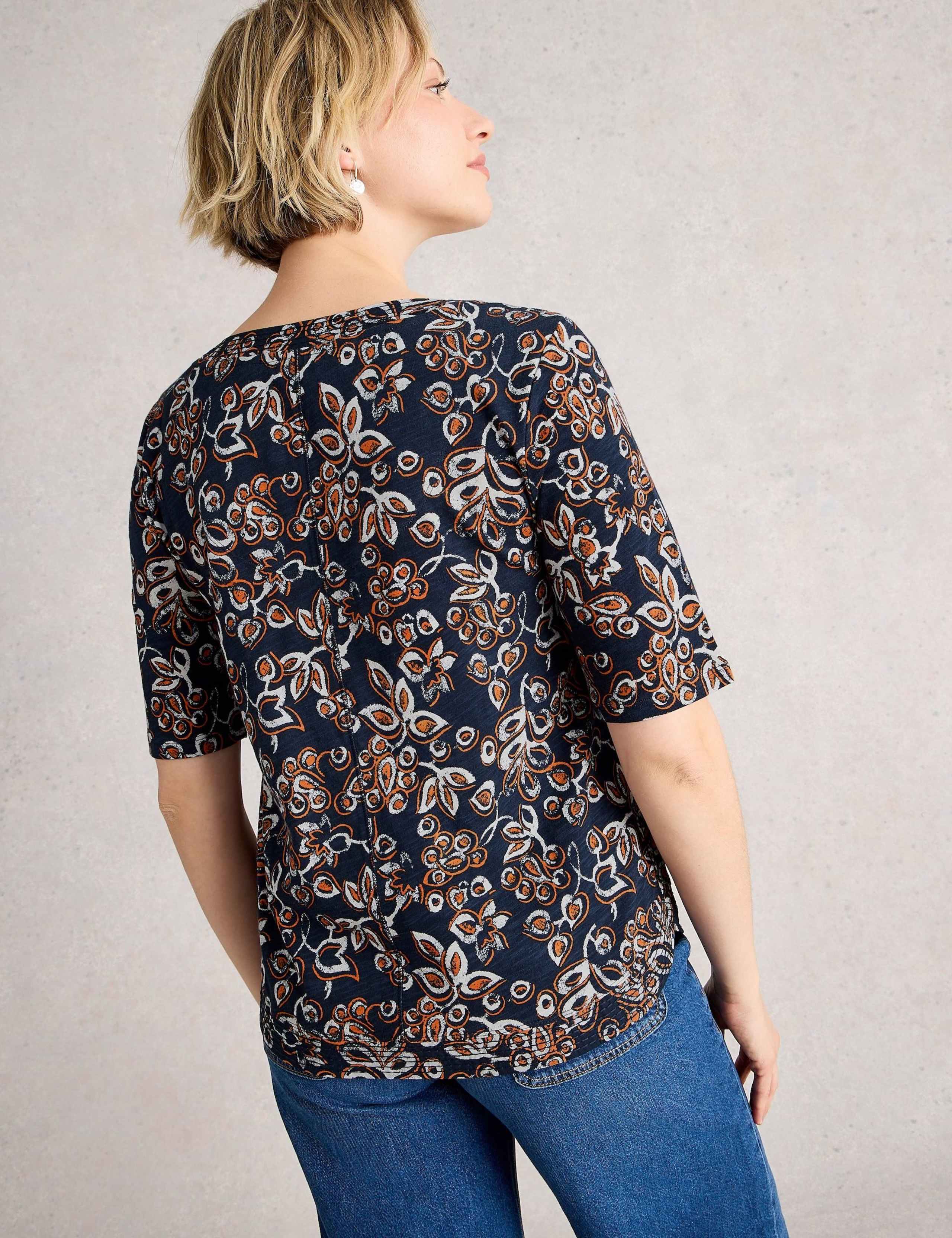 Pure Cotton Printed Notch Neck T-Shirt 4 of 6
