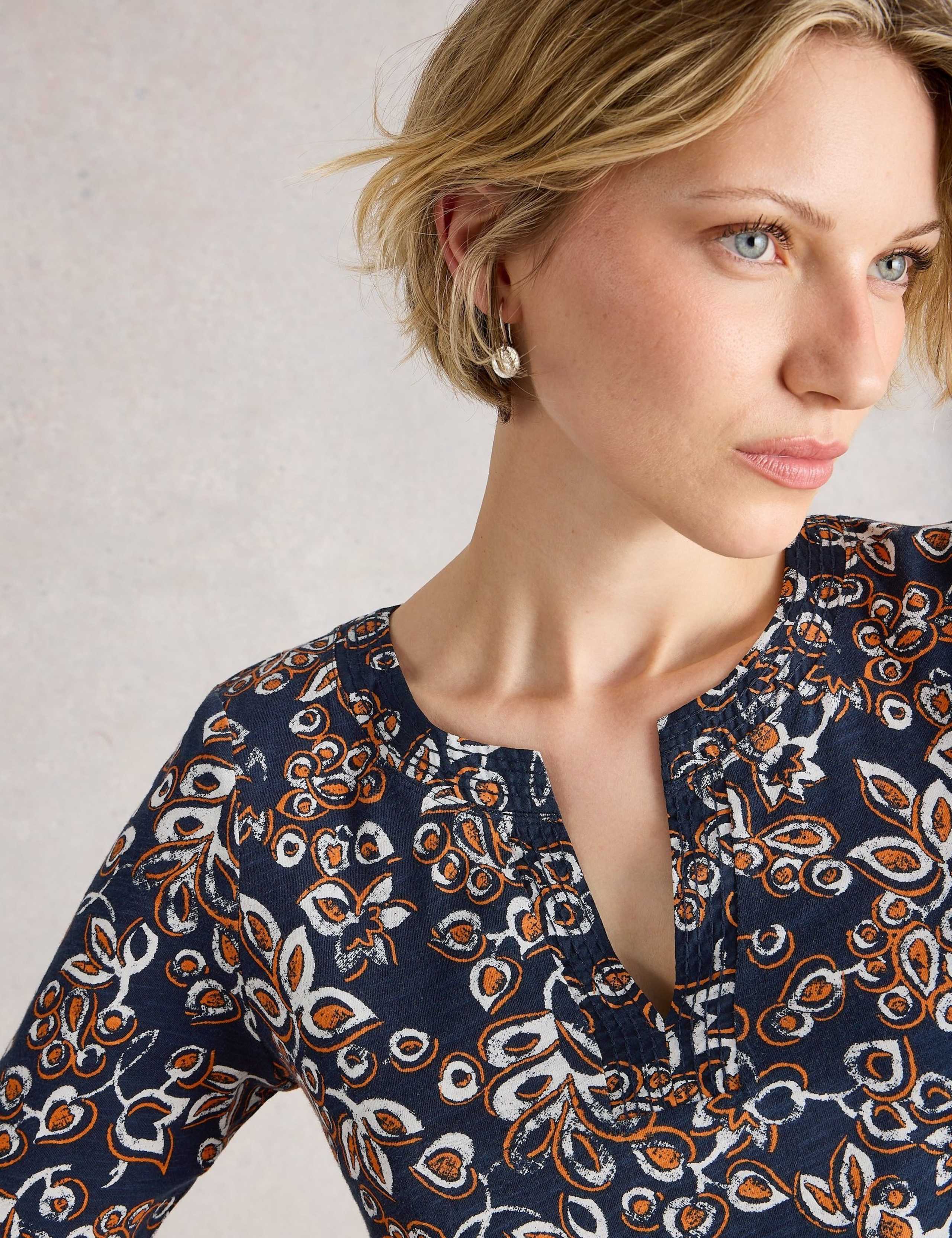 Pure Cotton Printed Notch Neck T-Shirt 6 of 6