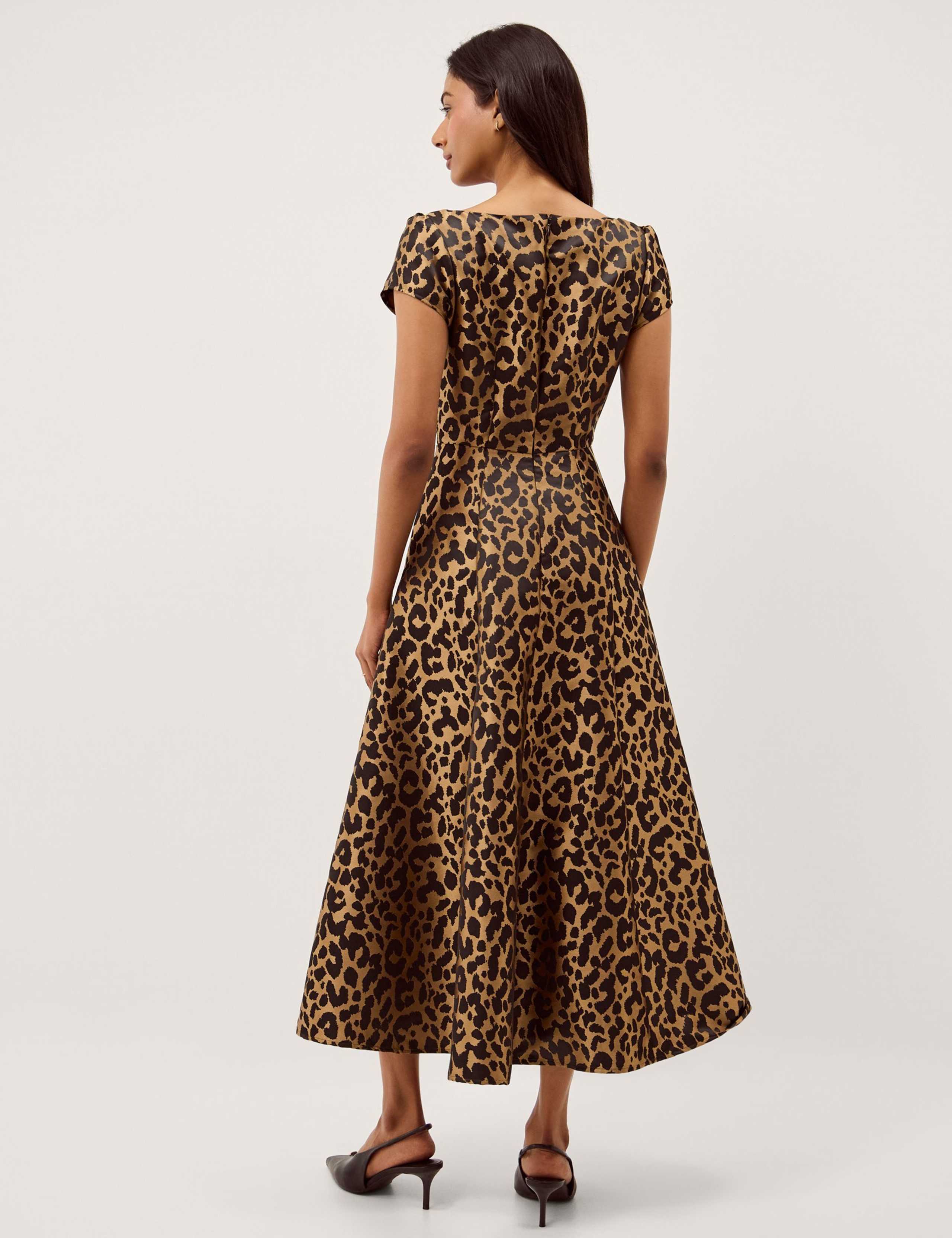 Leopard Print Square Neck Midi Skater Dress 3 of 5