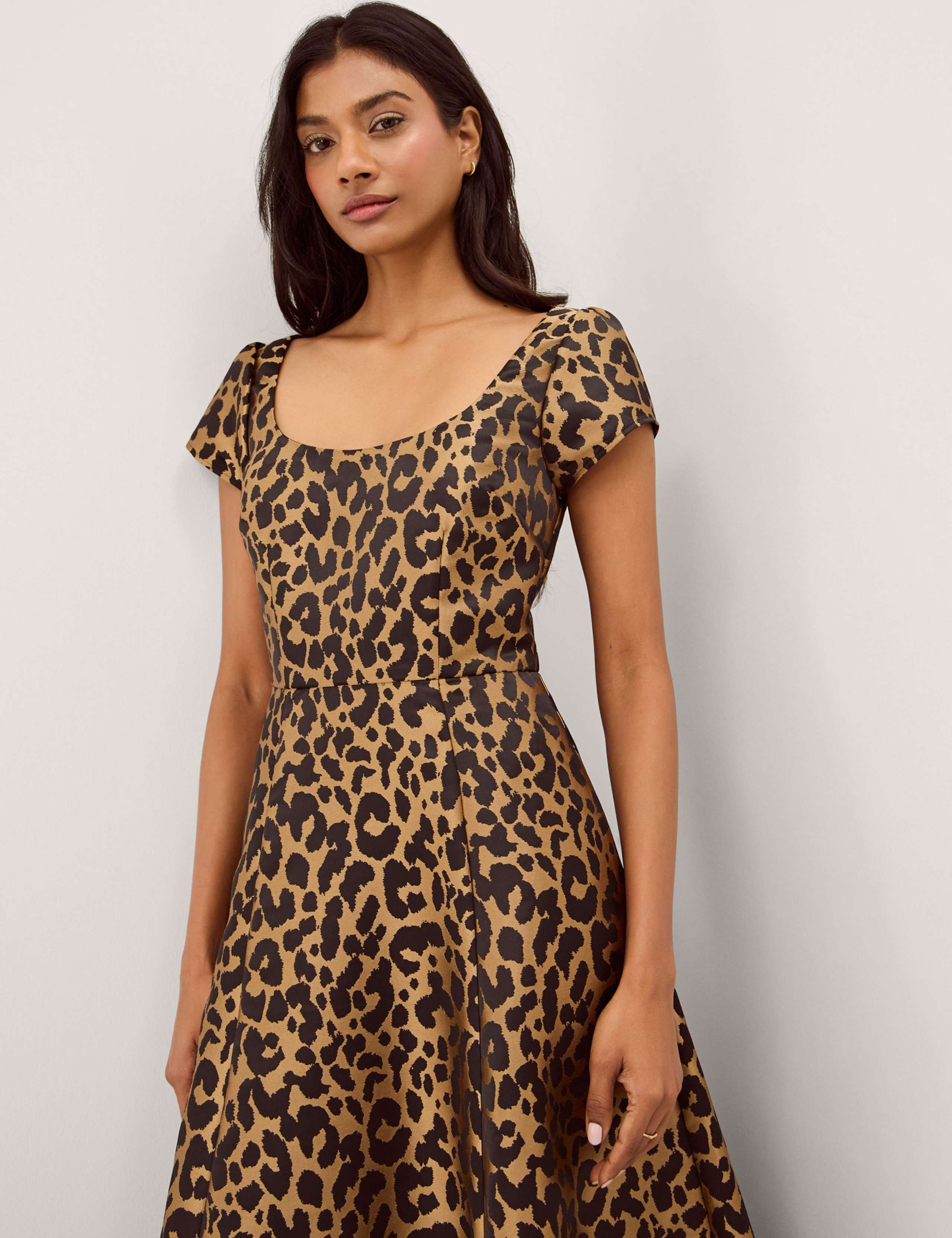 Leopard Print Square Neck Midi Skater Dress 4 of 5